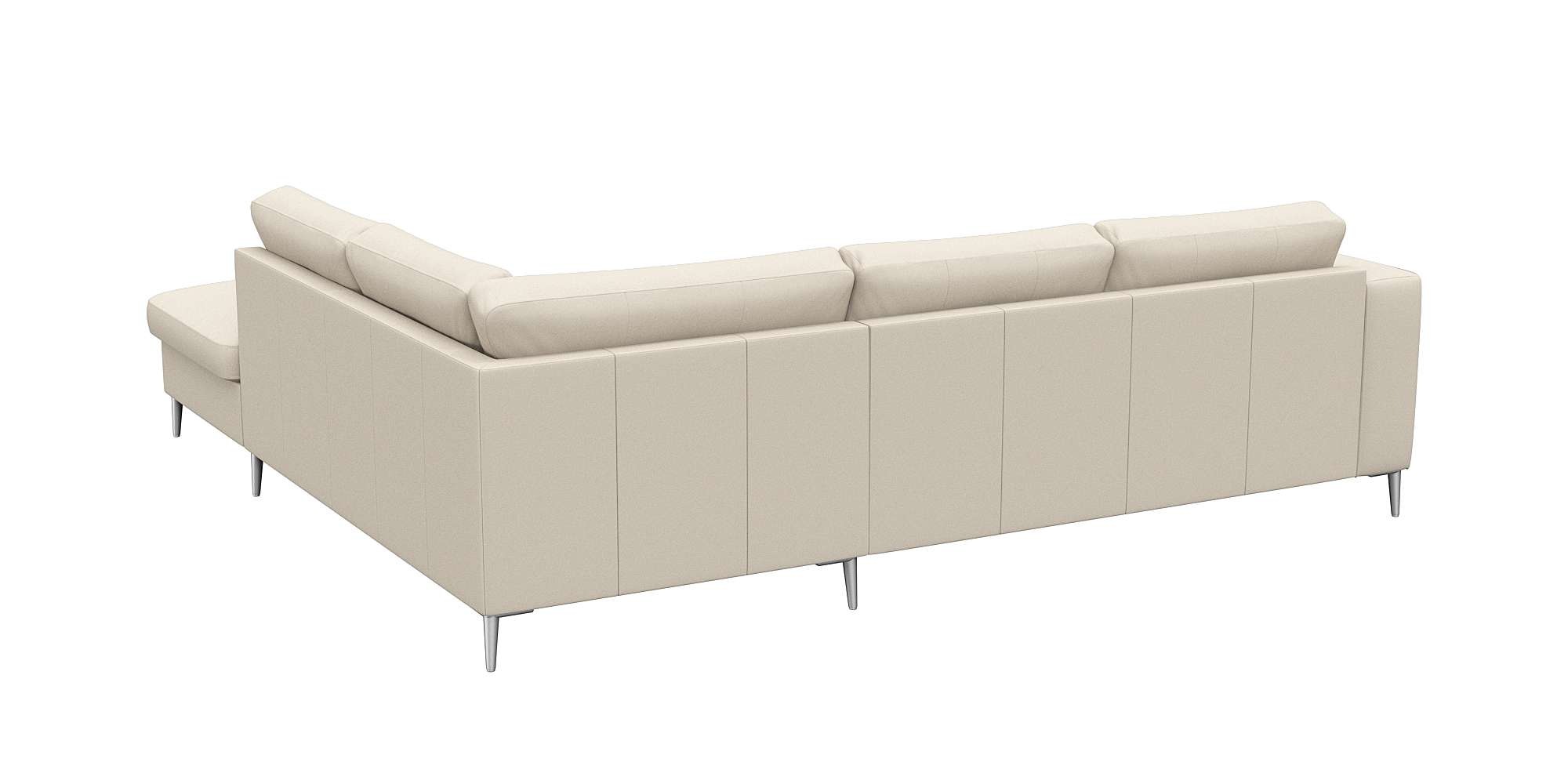 FLEXLUX Ecksofa »Fiore, L-Form«, breite Armlehnen, Füße alufarben, B/T 241/225 cm, Kaltschaum im Sitz