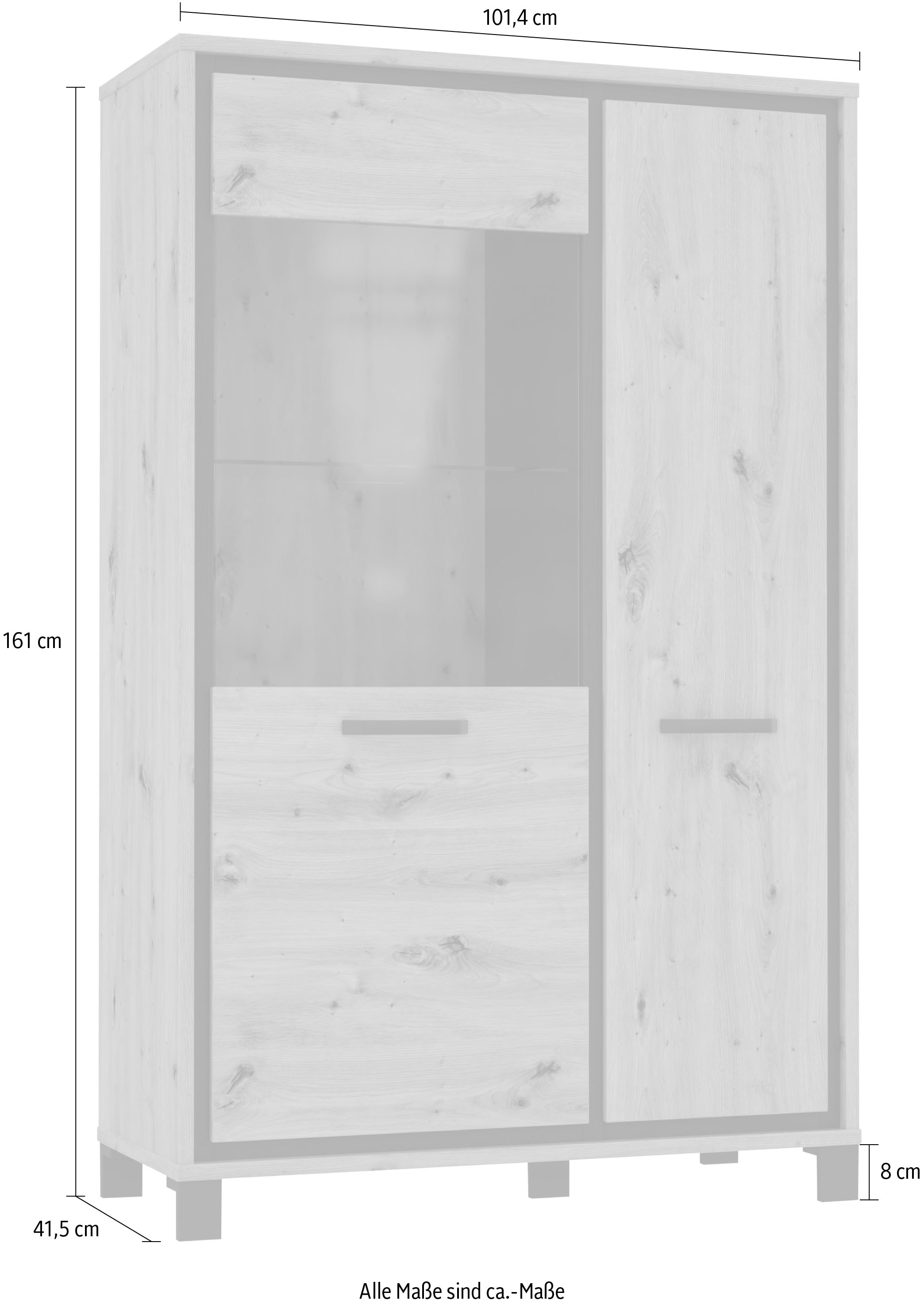 FORTE Vitrine, Höhe 161 cm auf Rechnung bestellen