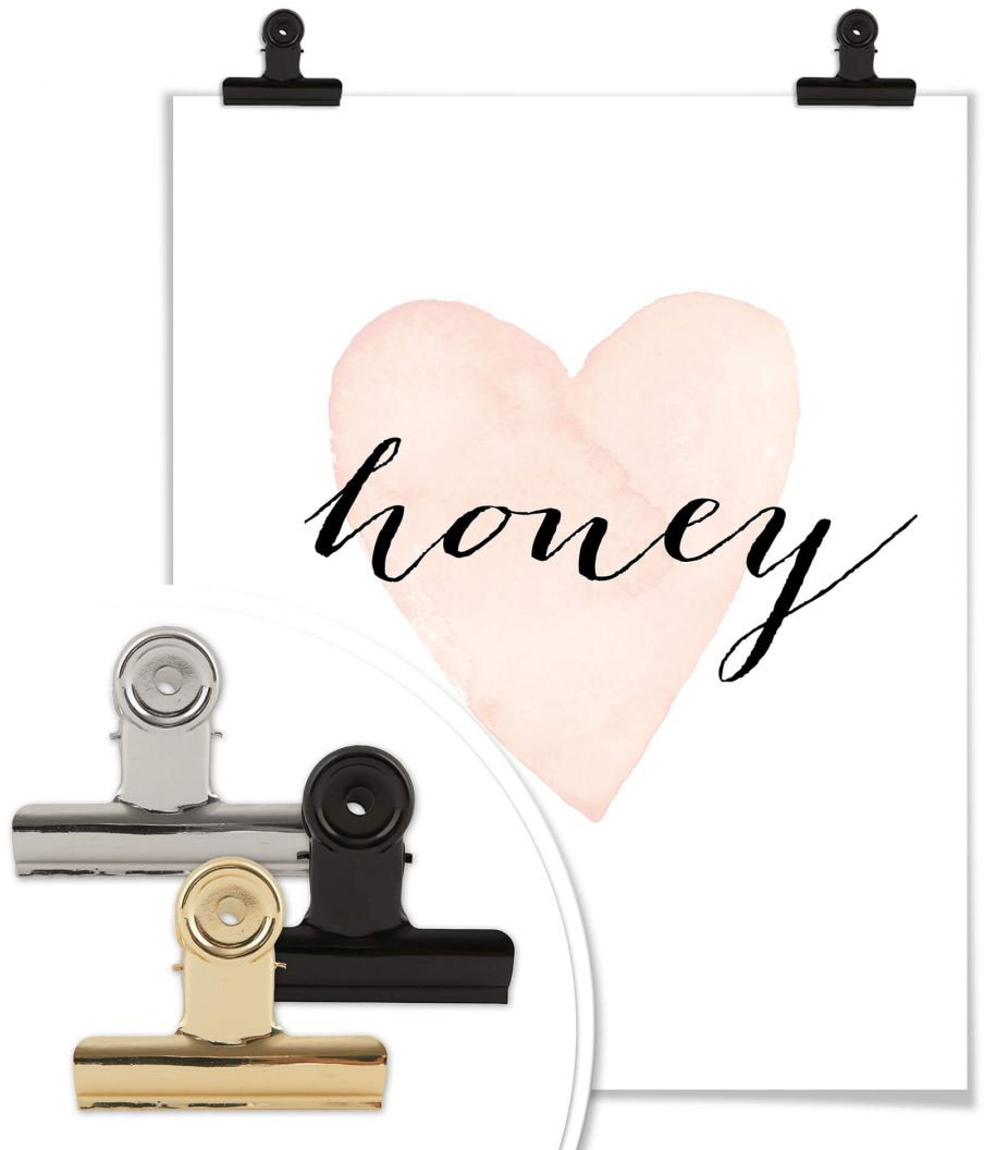 Wall-Art Poster »Herz Honig Schriftzug Honey«, Schriftzug, (1 St.), Poster,  Wandbild, Bild, Wandposter bequem bestellen