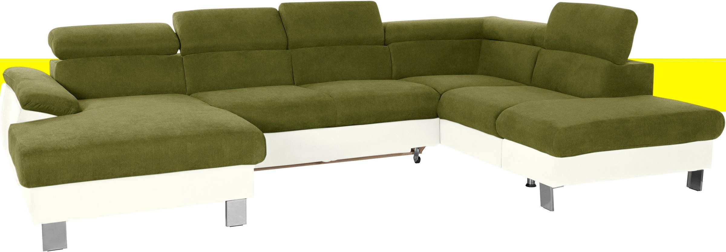 COTTA Polstergarnitur »Komaris U-Form«, (Set), Set bestehend aus: Wohnlandschaft mit Kopfteilverstellung & Hocker