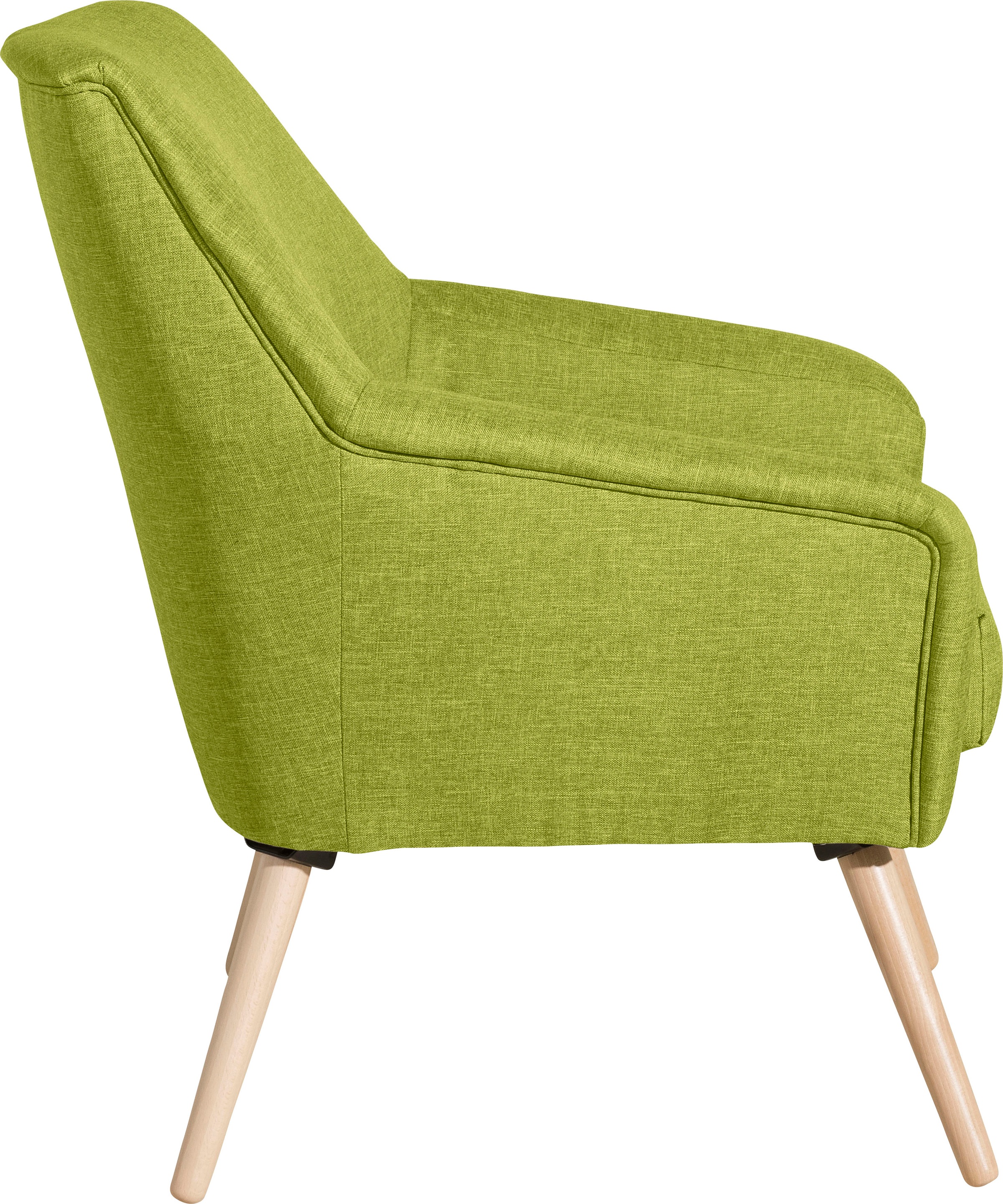 Max Winzer® Cocktailsessel »Alan, Loungesessel mit hohem Sitzkomfort, moderne Formensprache«, im Retrolook, Füße in Buche natur