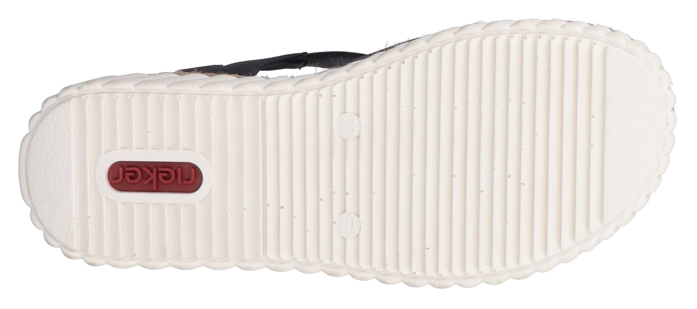 Rieker Plateausandale, Sommerschuh, Urlaubschuh Schlupfschuh mit kleinen Stretcheinsätzen