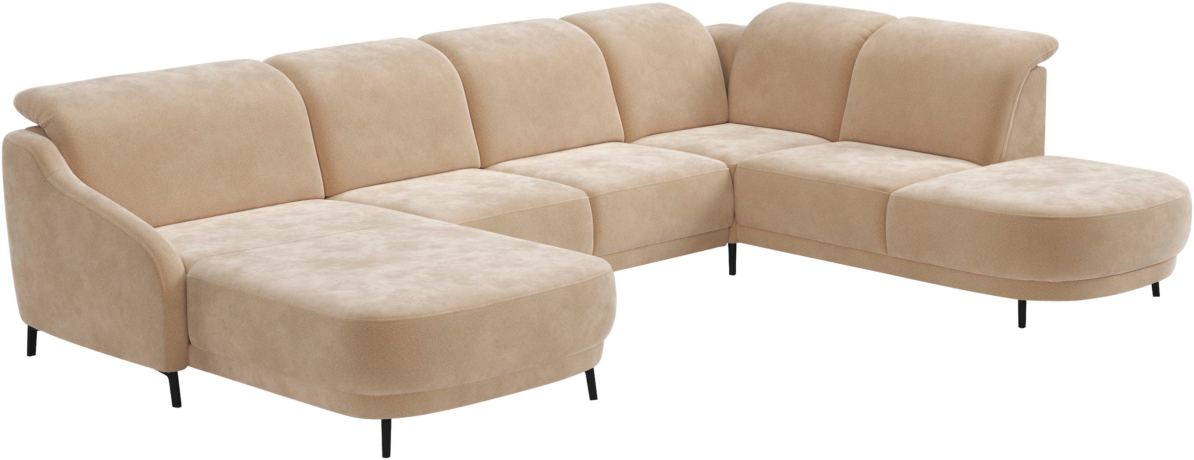 sit&more Wohnlandschaft »Blues U-Form« inkl. Kopfteilverstellung, wahlweise mit Klapptisch und USB