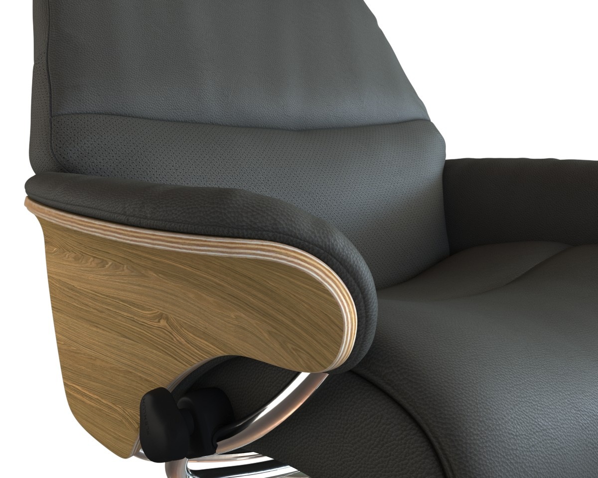 FLEXLUX Relaxsessel »Aarhus, Funktionsessel, Polstersessel, Armlehne, TV-Fernsehsessel,«, Relaxfunktion & Kopf- Rückenverstellung, Armlehne Eiche, Fuß Alu