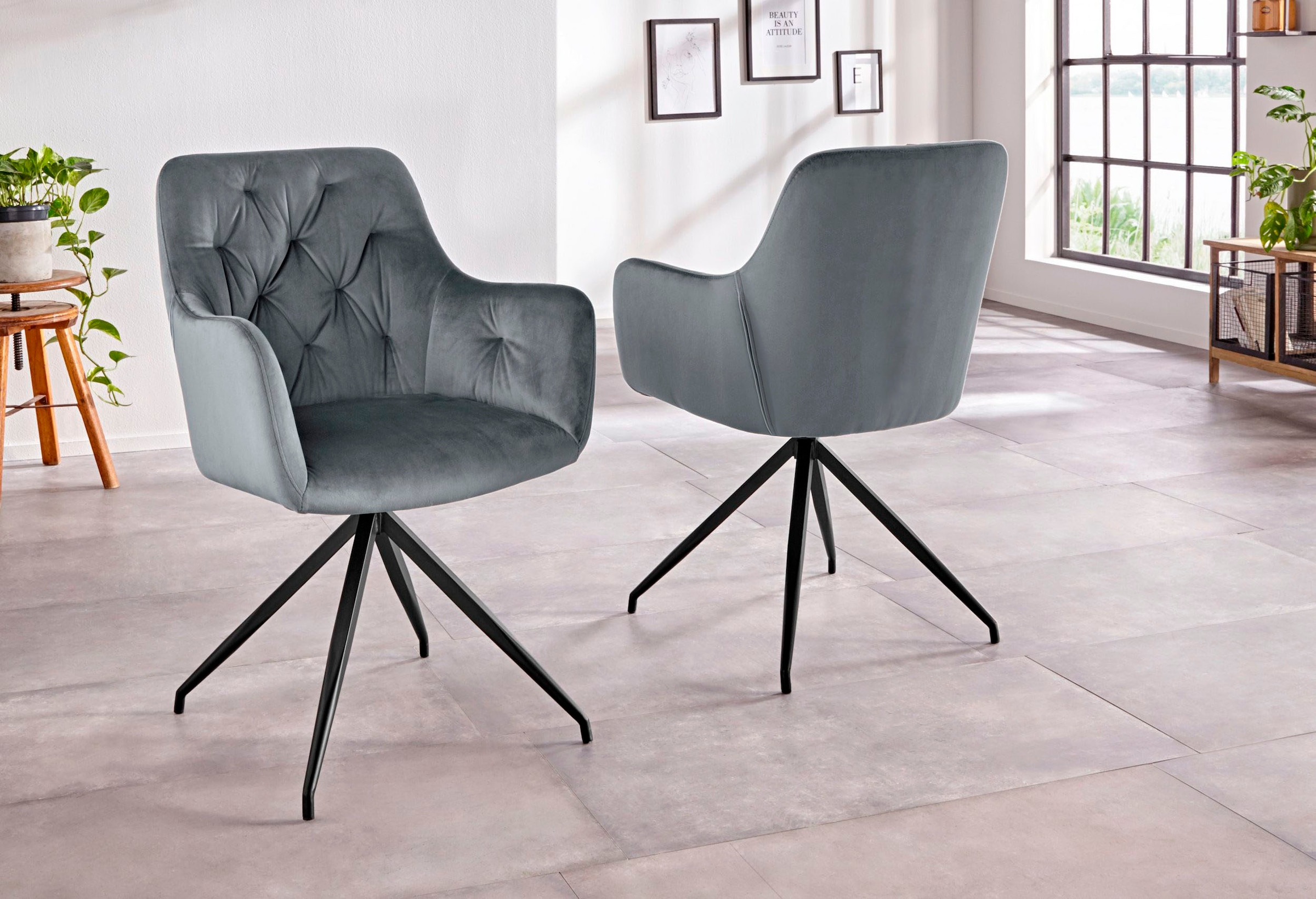 INOSIGN Esszimmerstuhl »Tina«, 2er-Set, Schalenstuhl mit softem Samtvelours