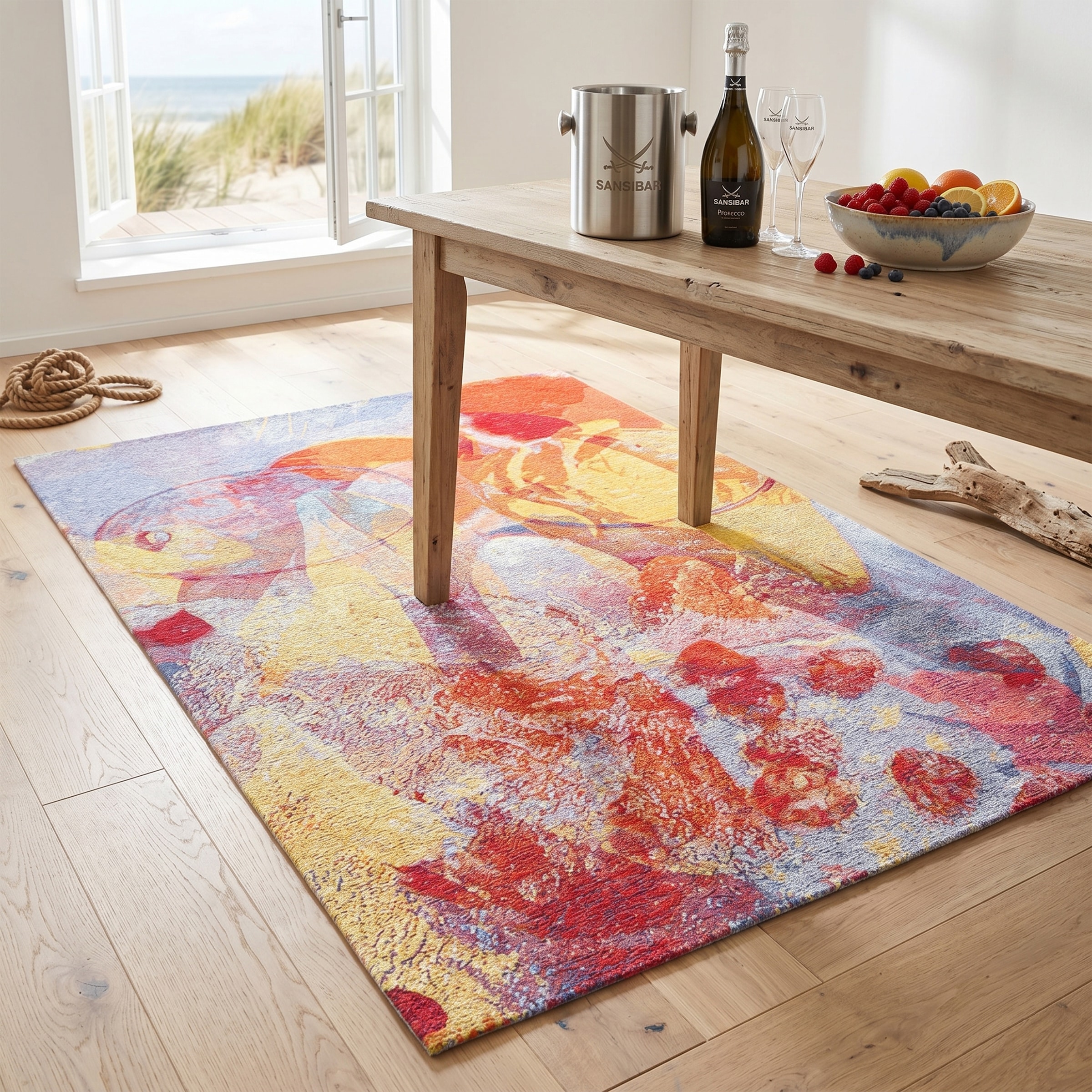 Sansibar Teppich »Keitum 013« rechteckig 3 mm Höhe Flachgewebe, modernes Design