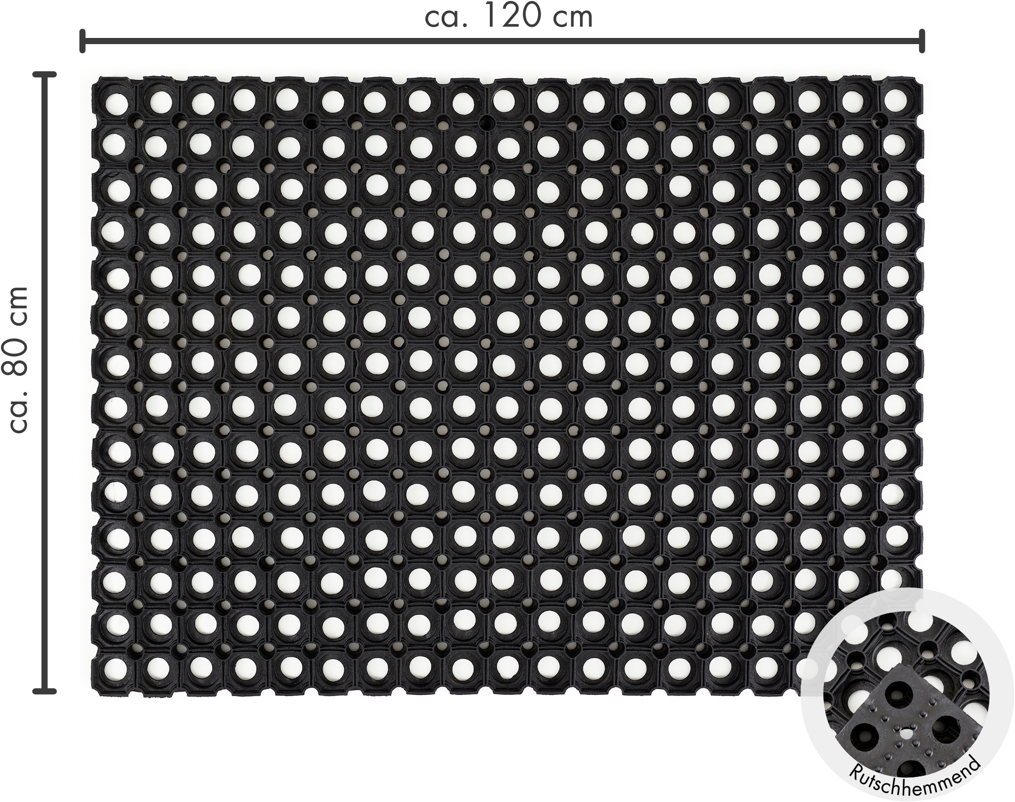 Andiamo Fußmatte »Gummi Ringmatte«, rechteckig, 15 mm Höhe, Schmutzfangmatte, In- und Outdoor geeignet, besonders robust