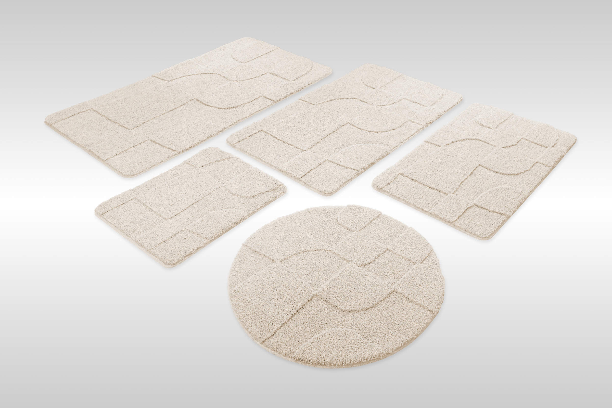 Wecon home Badematte "Davie" Höhe 25 mm rutschhemmend beschichtet schnell trocknend Badteppich, Hoch-Tief-Effekt, weich, rutschhemmend, waschbar, getuftet