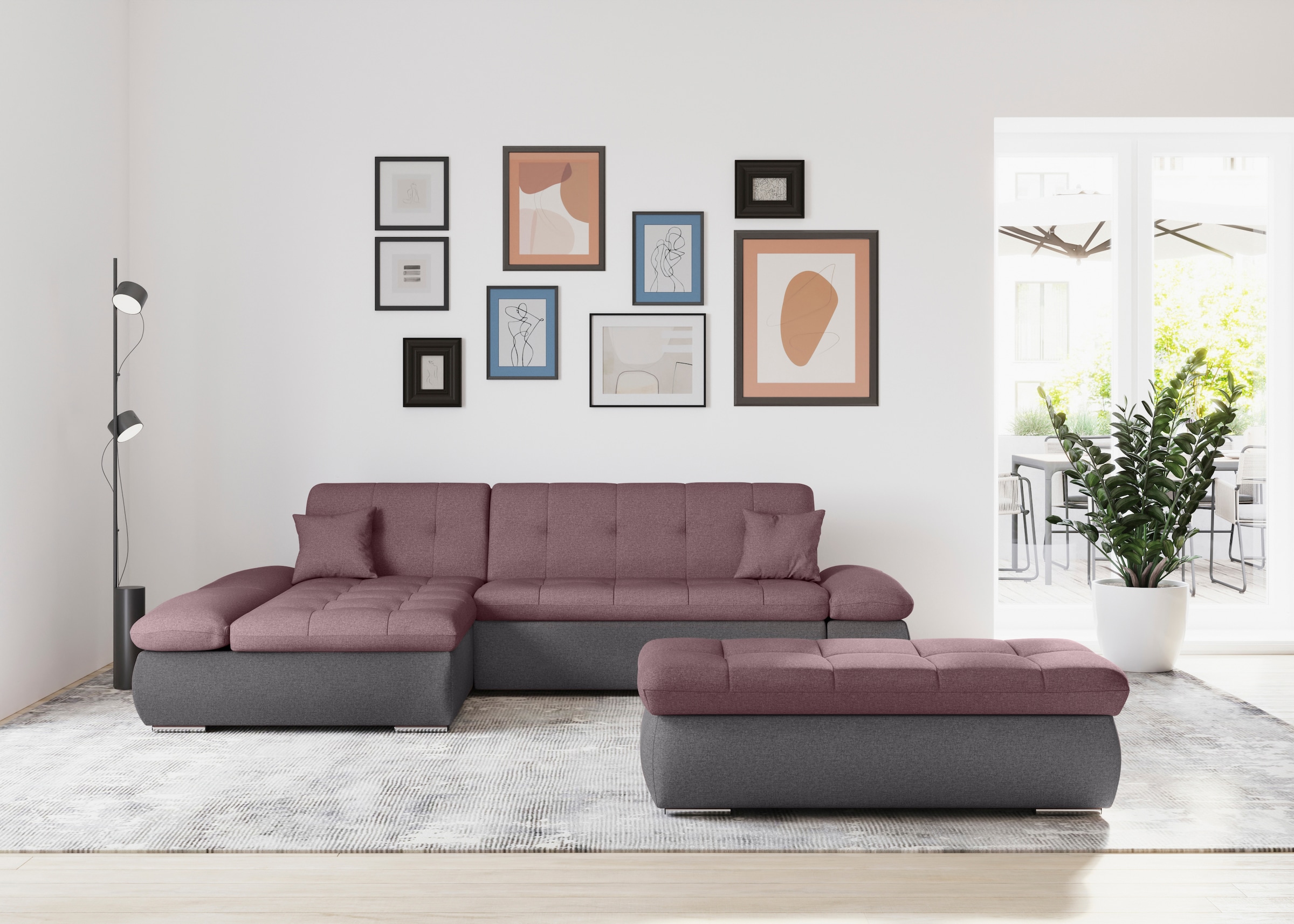 DOMO collection Ecksofa »Moric«, im XXL-Format, wahlweise mit Bettfunktion und Armlehnenverstellung
