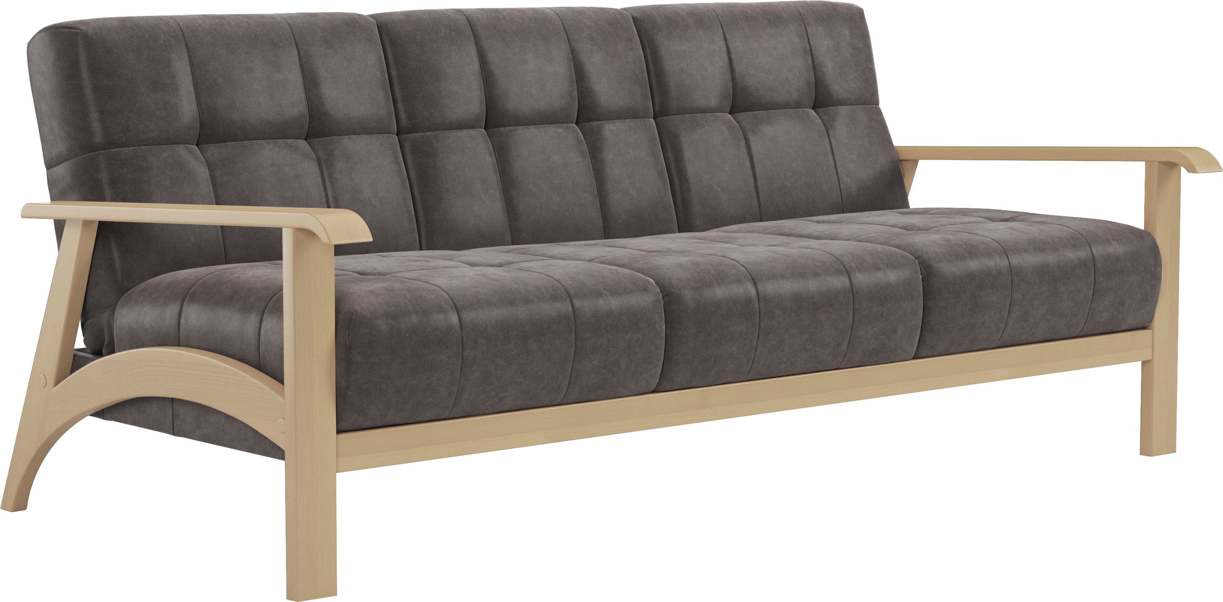 sit&more 3-Sitzer »Billund«, Armlehnen aus Buchenholz in natur, verschiedene Bezüge und Farben