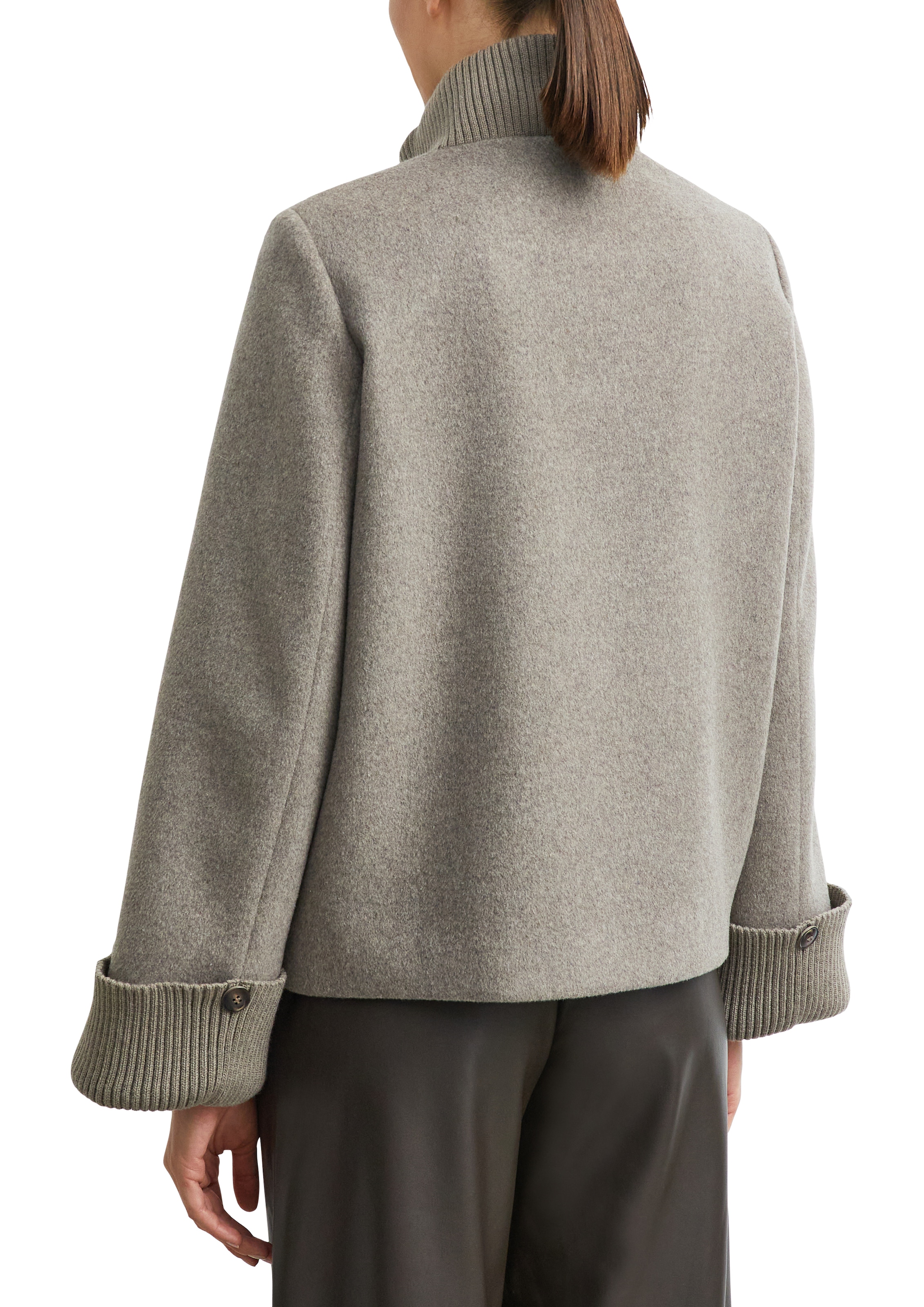 Comma Wolljacke ohne Kapuze mit Stehkragen und Reißverschluss