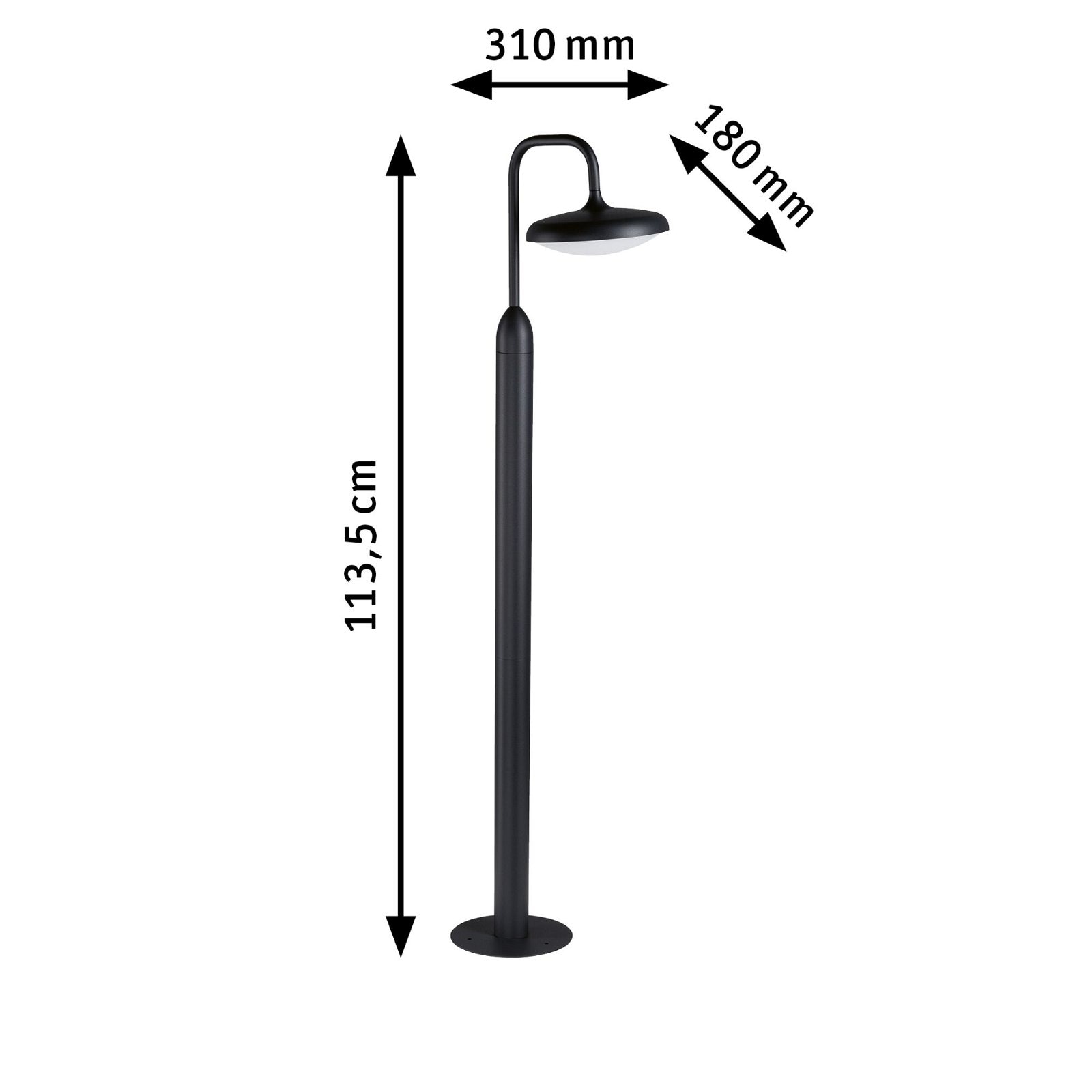 Paulmann LED Pollerleuchte »Nostro IP44 rund 1.135mm 3000K 10W 900lm 230V Anthrazit Aluminium«, 1 flammig, seewasserresistent