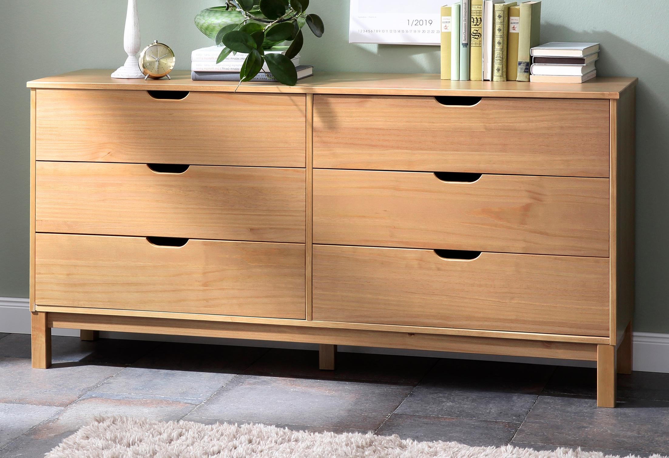 Home affaire Kommode »Post«, massives Kiefernholz, mit vielen Stauraummöglichkeiten, Breite 150 cm