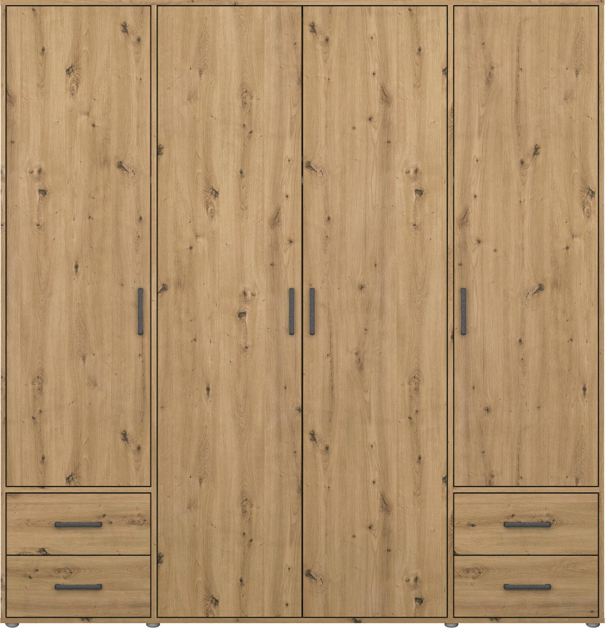 rauch Drehtürenschrank »Kleiderschrank Schrank Garderobe Wäscheschrank VOYAGER«, (in 3 verschiedenen Ausstattungen BASIC/CLASSIC/PREMIUM), moderne Griffe in Graumetallic mit Außenschubkästen MADE IN GERMANY
