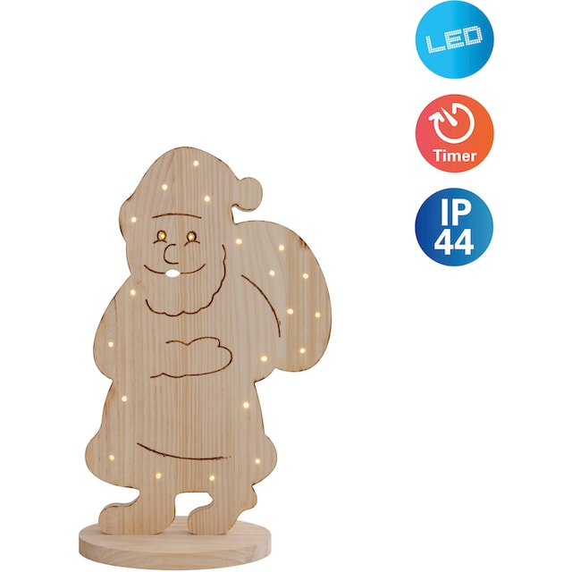 näve LED Dekoobjekt »Santa, Weihnachtsdeko aus Holz«, Holz-Stehleuchte, Höhe  ca. 80 cm, Batteriebetrieben online kaufen | mit 3 Jahren XXL Garantie