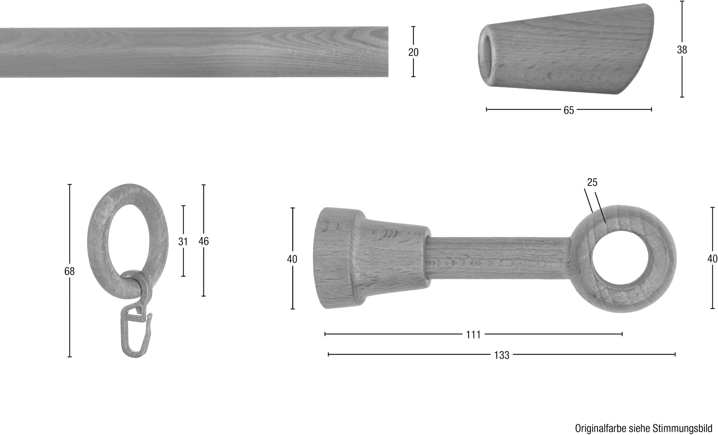 GARESA Gardinenstange »Digo«, 1 läufig-läufig, Fixmaß, Fixlänge 120, 160, 200 cm, mit Ringe