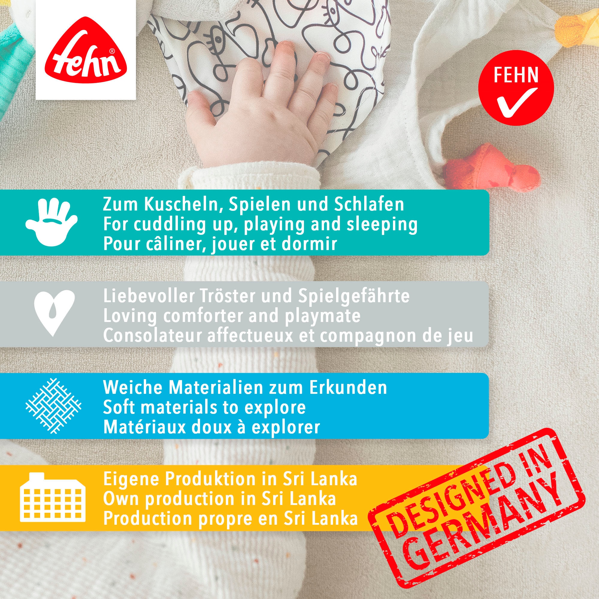 Fehn Kuscheltuch »Lazy, Crazy & Pink, Schmusetuch Chamäleon«