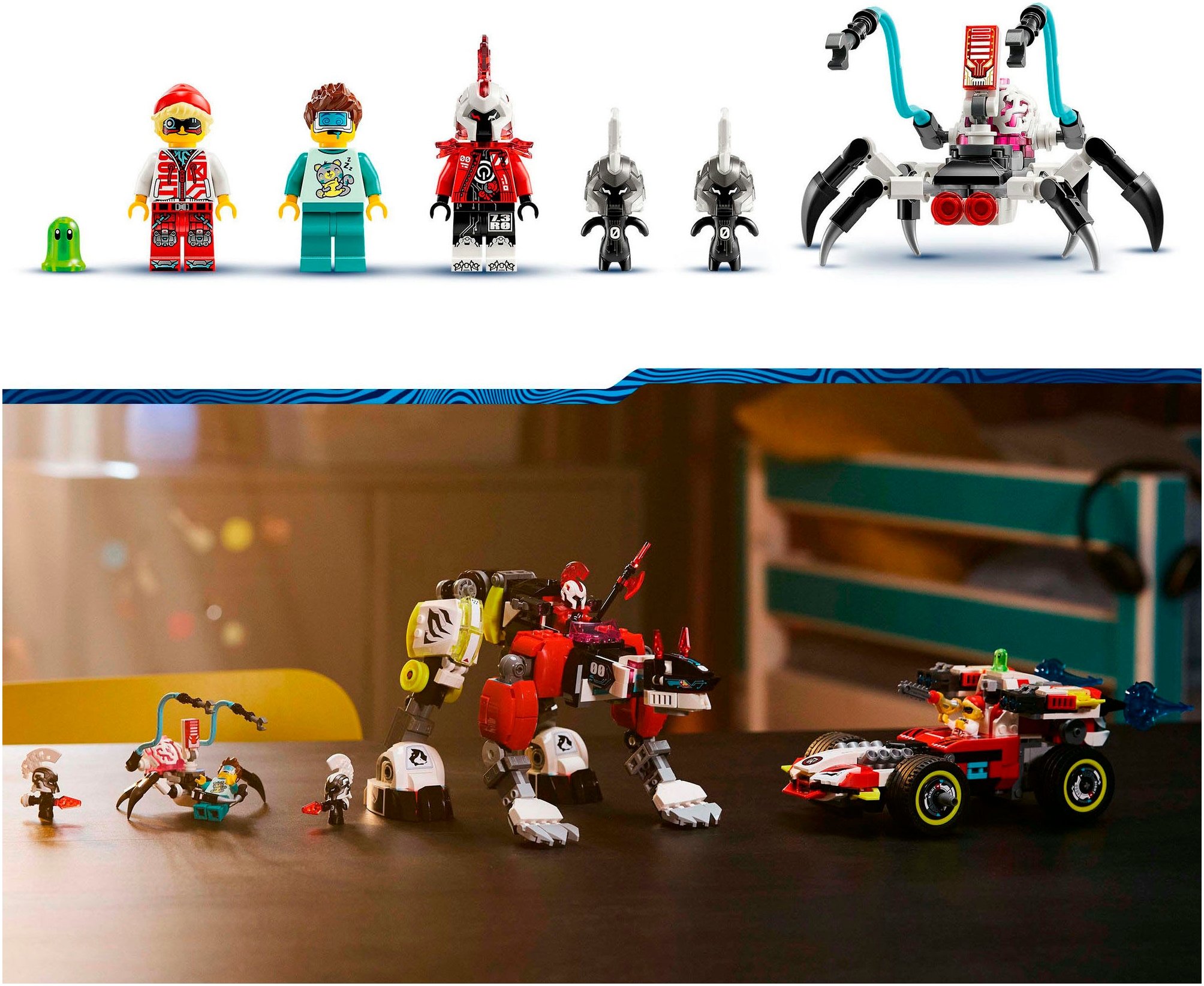 LEGO® Konstruktionsspielsteine »Coopers Tiger-Mech und Zero's Hot Rod Auto (71497), LEGO DREAMZzz« Made in Europe