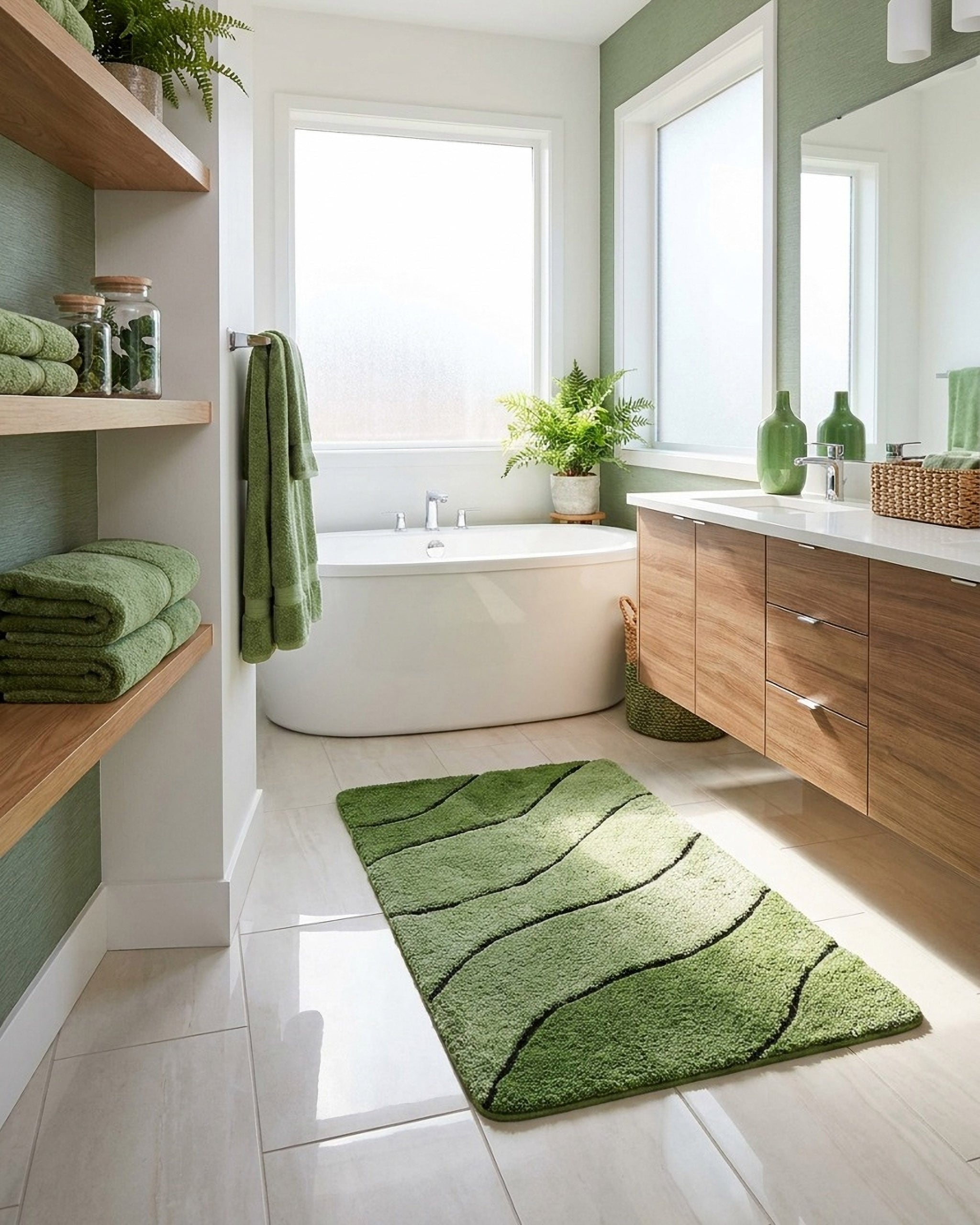 Homie Living Badematte »Monte Cavo« Höhe 25 mm rutschhemmend beschichtet fußbodenheizungsgeeignet | strapazierfähig Badteppich, Wellen-Muster, weich, rutschhemmend, waschbar, getuftet