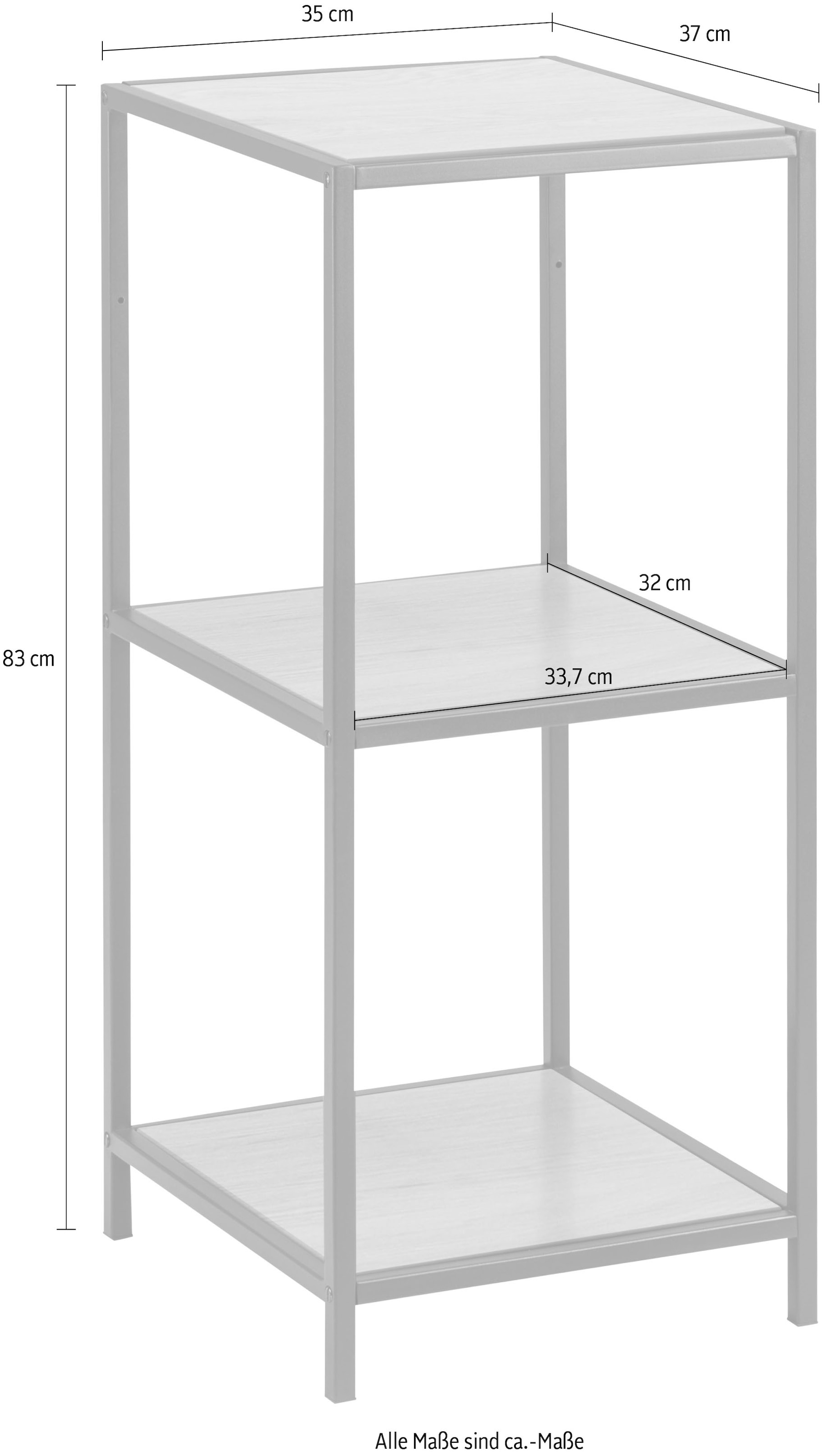 ACTONA GROUP Bücherregal, Metallgestell im modernen Industrielook, 2 Einlegeböden, Höhe 82,5 cm