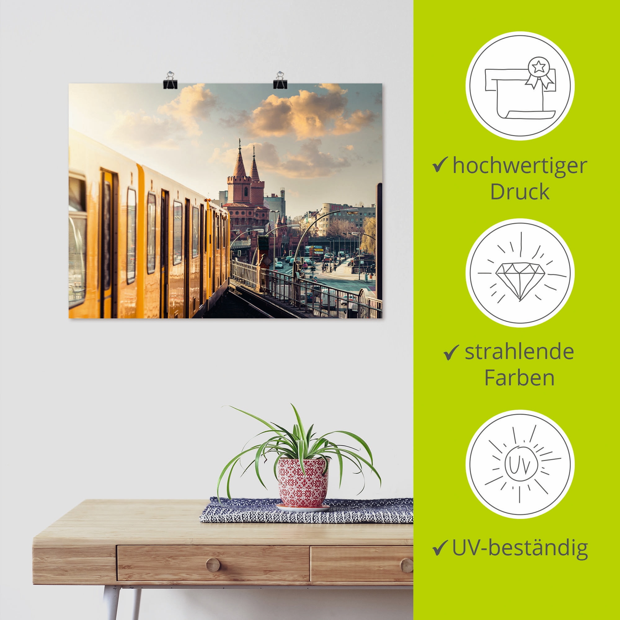 Artland Poster »Berlin Oberbaumbrücke 2«, Deutschland, (1 St.), als Alubild, Leinwandbild, Wandaufkleber oder Poster in versch. Größen