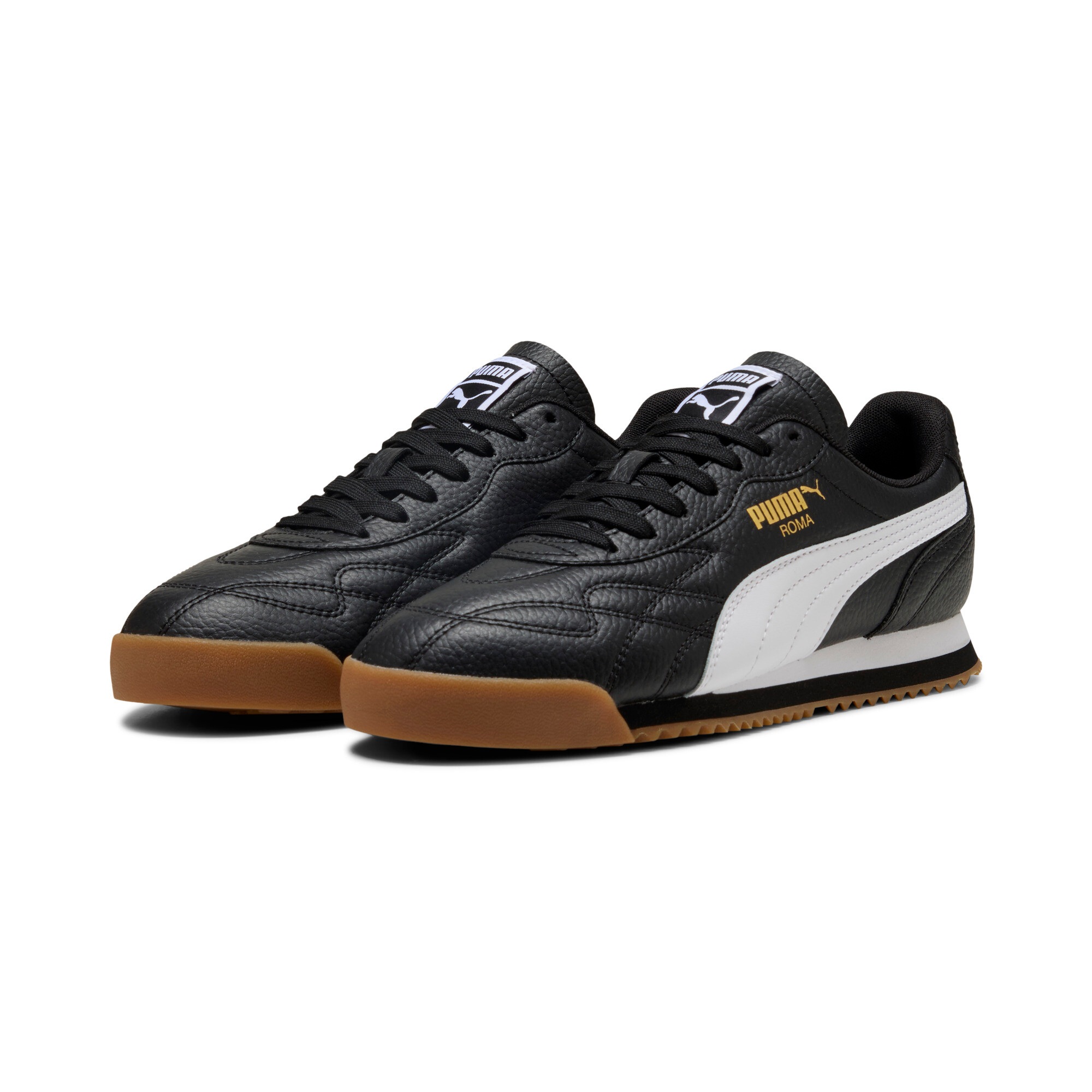 PUMA, Damen, Sneaker »ROMA ANNIVERSARIO«, PUMA Black-PUMA White-Puma Team Gold, 40, PUMA Black-PUMA White-Puma Team Gold, Hauptmaterial aus Leder mit 