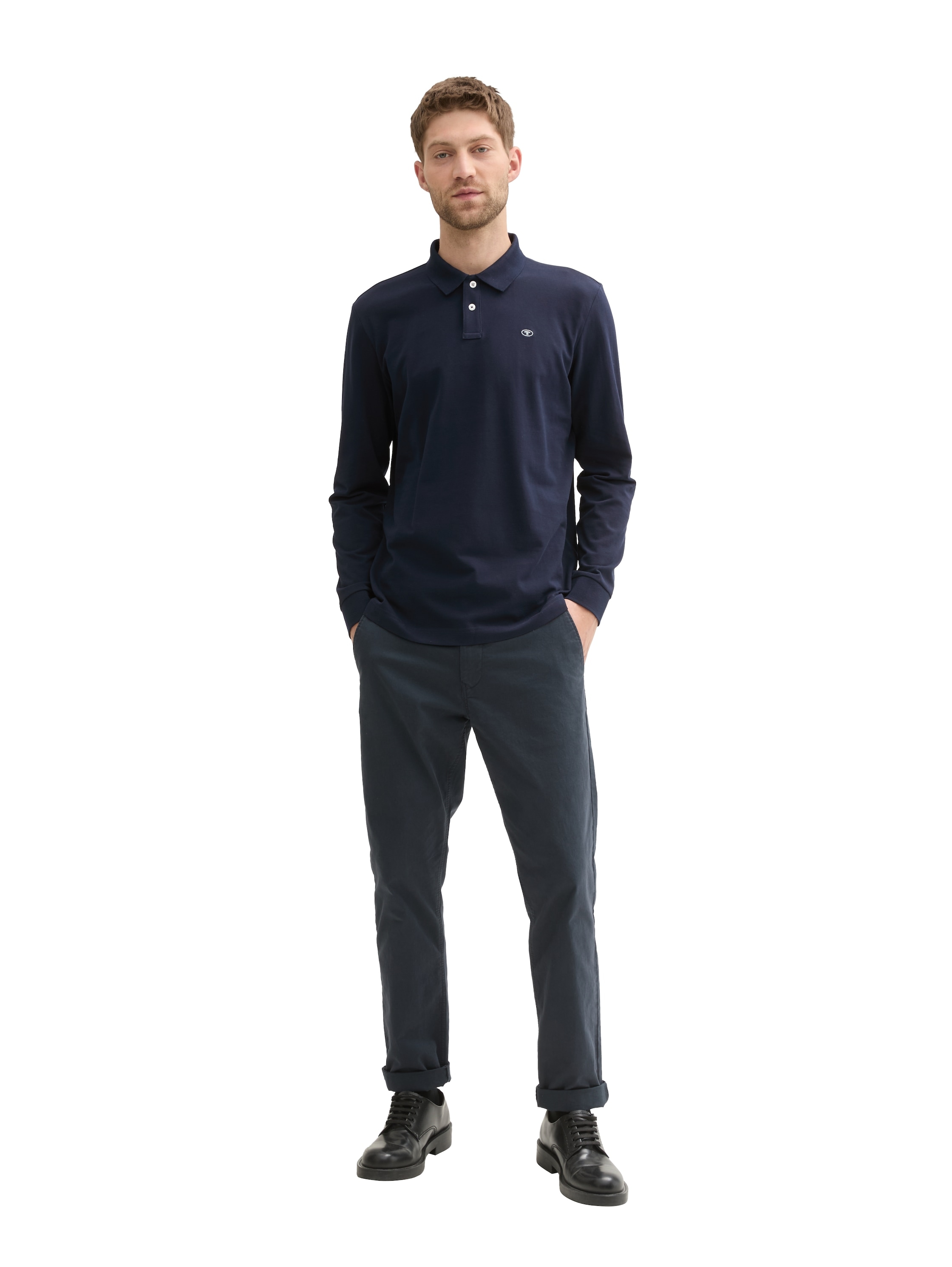 TOM TAILOR Langarm-Poloshirt, mit Logo-Stickerei