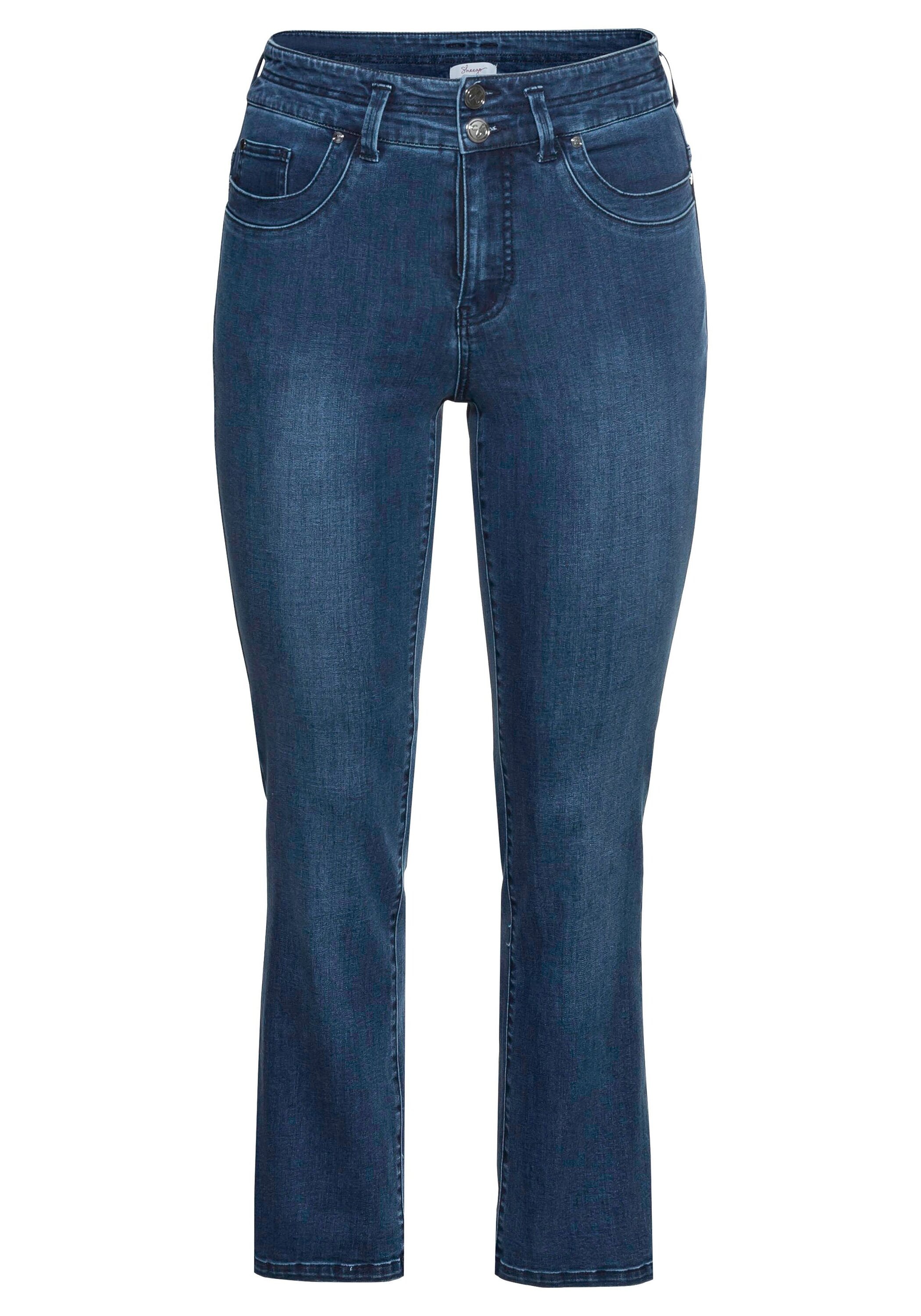 Sheego Gerade Jeans »Jeans MANUELA für eine schmale Taille und kräftige Oberschenkel«