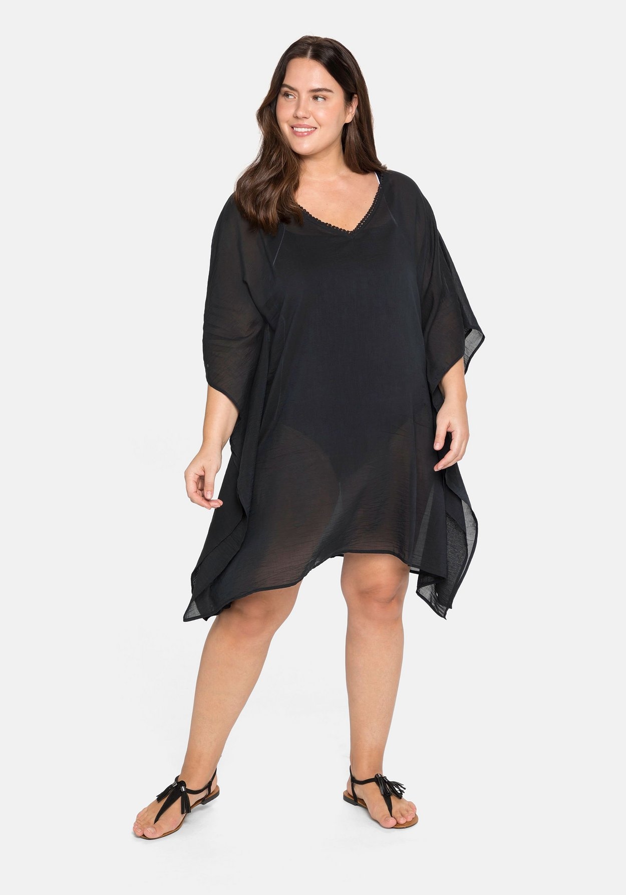 Sheego Longtunika »Strandtunika im Poncho-Schnitt, leicht transparent«