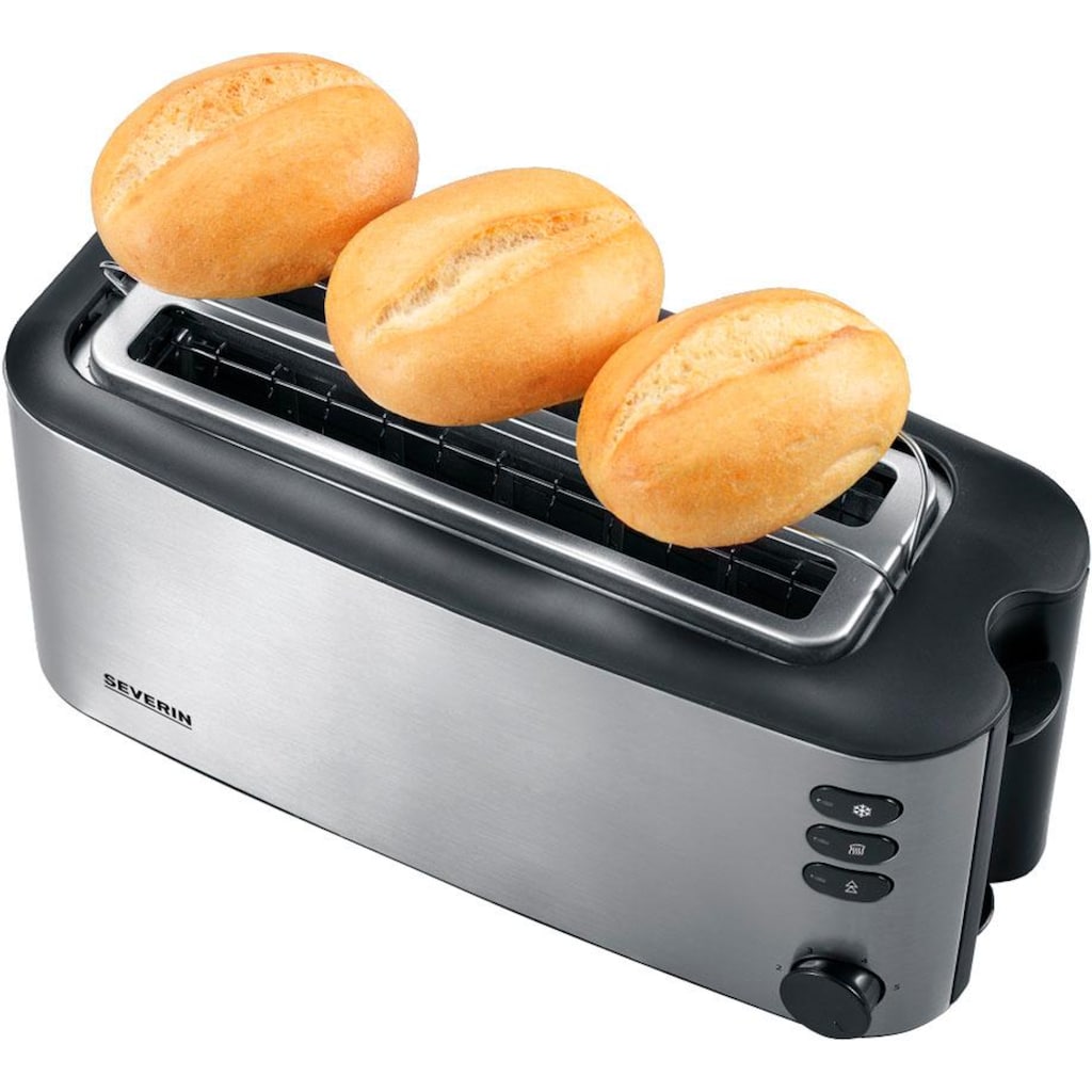 Severin Toaster »AT 2509«, 2 lange Schlitze, 1400 W, wärmeisolierend + doppelwandiges Edelstahl-Gehäuse, Brötchenaufsatz