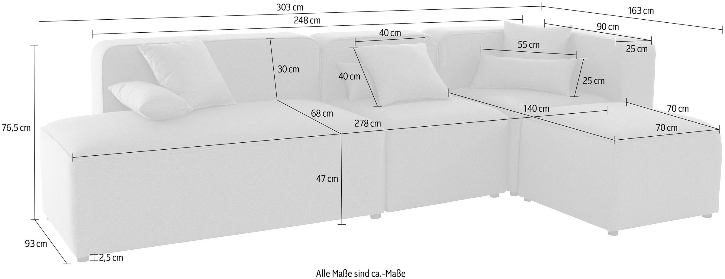 andas Ecksofa »Sundstrup L-Form«, Modulserie, individuelle Zusammenstellung