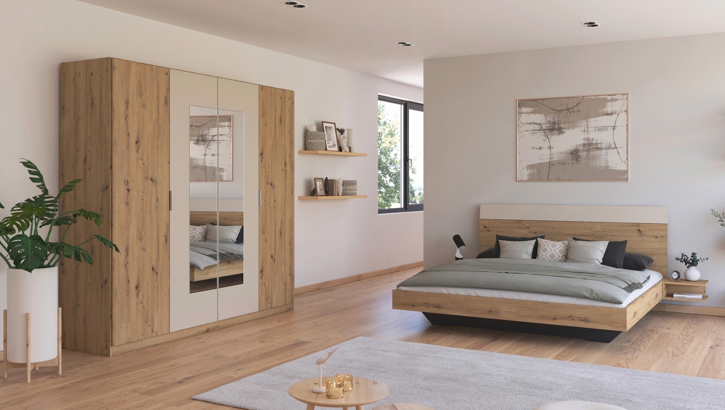 rauch Schlafzimmer-Set »Monza«, mit Drehtürenschrank Breite 226 cm, Bettanlage in 2 Breiten