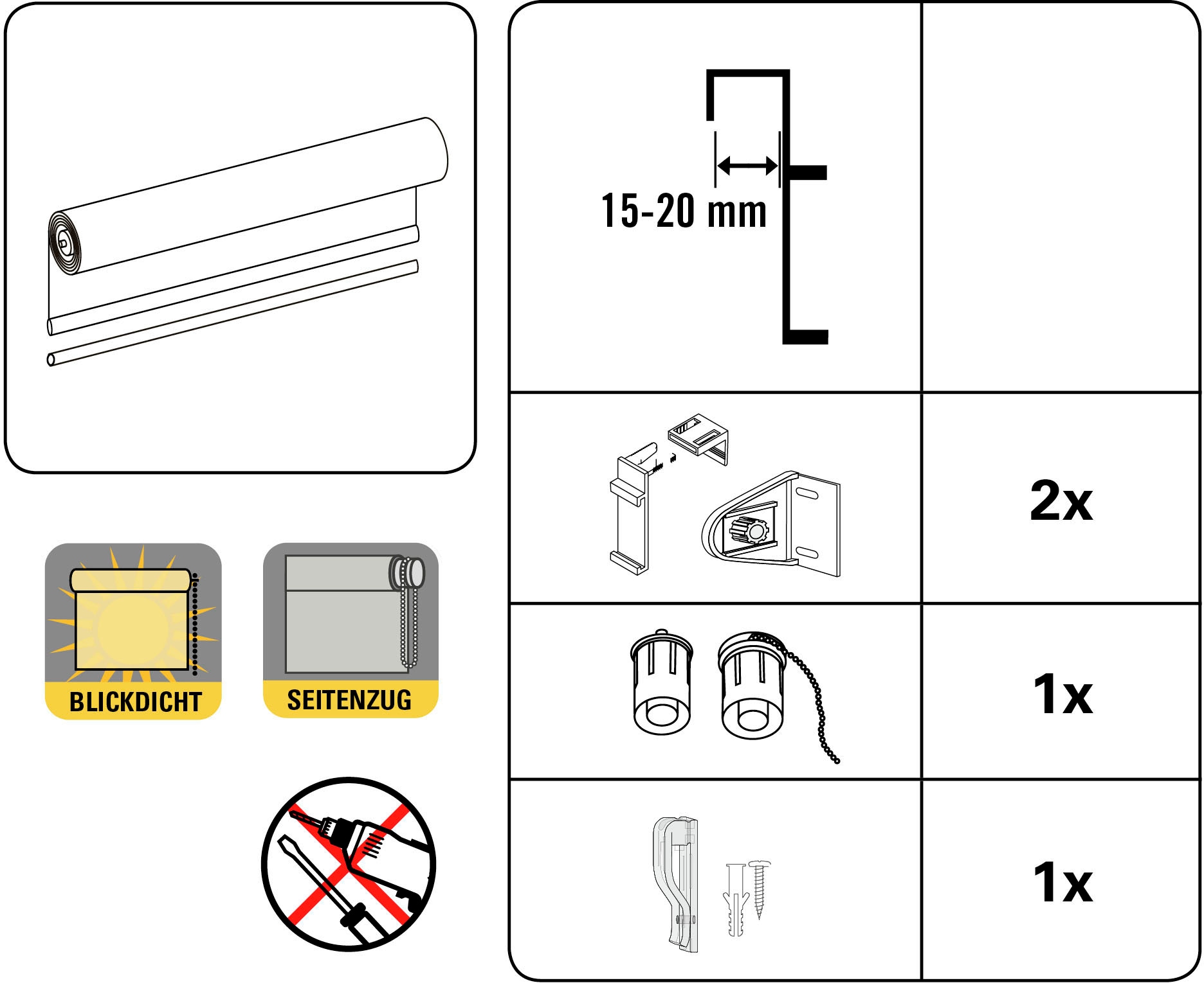 my home Seitenzugrollo »Uni Klemmrollo«, abdunkelnd, Sichtschutz-Sichtschutz, mit Bohren/ohne Bohren, freihängend, Schraubmontage möglich