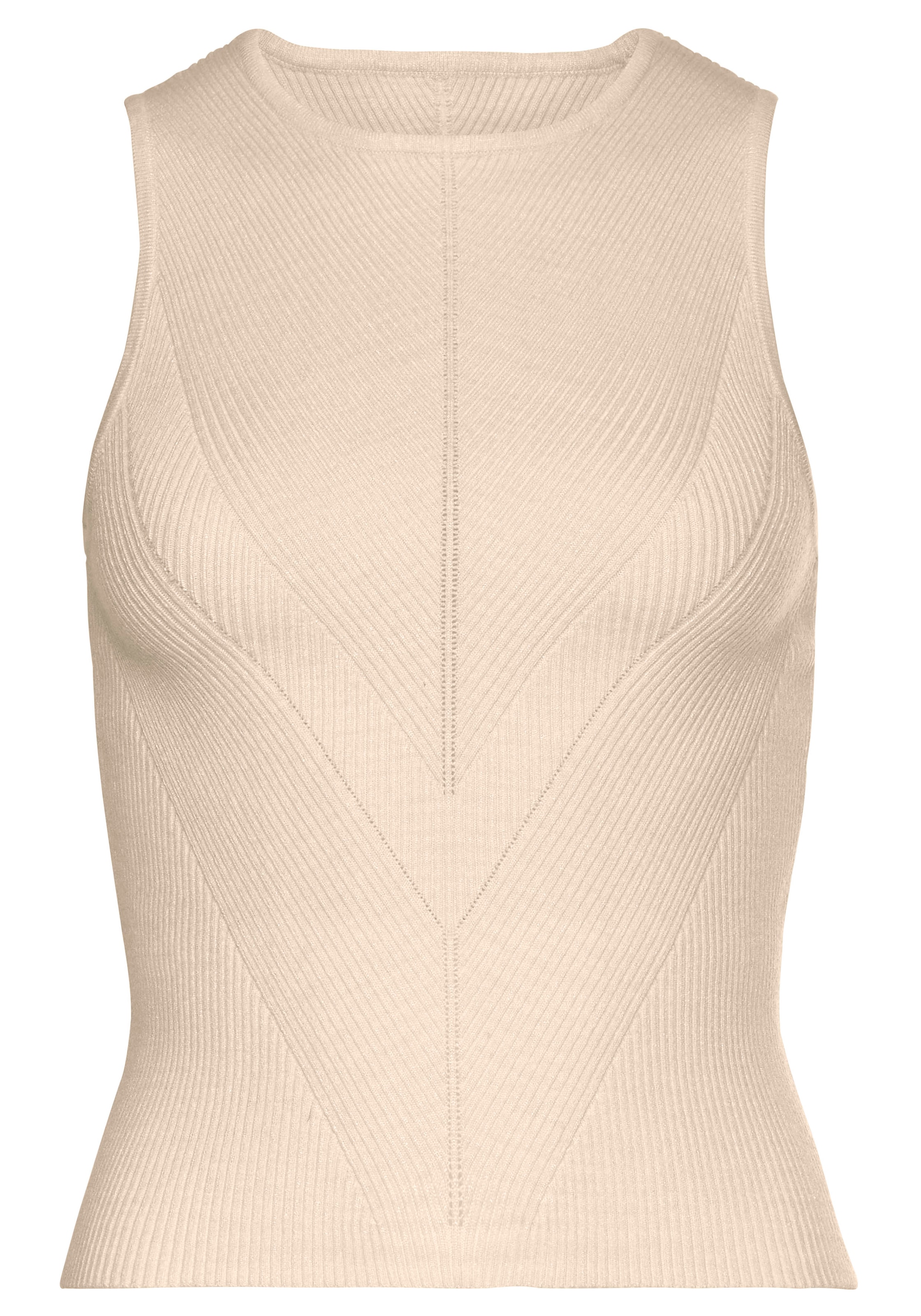 LASCANA Stricktop, mit Strickmuster, hochgeschlossenes Damentop mit breiten Trägern