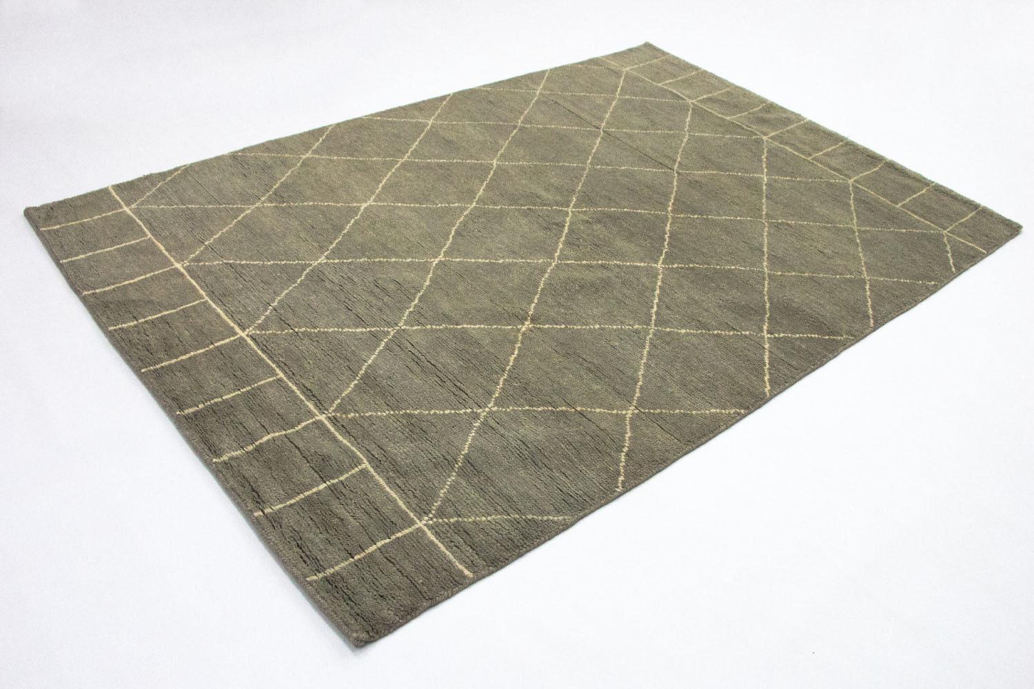 morgenland Wollteppich »Designer Teppich handgeknüpft grün«, rechteckig, handgeknüpft
