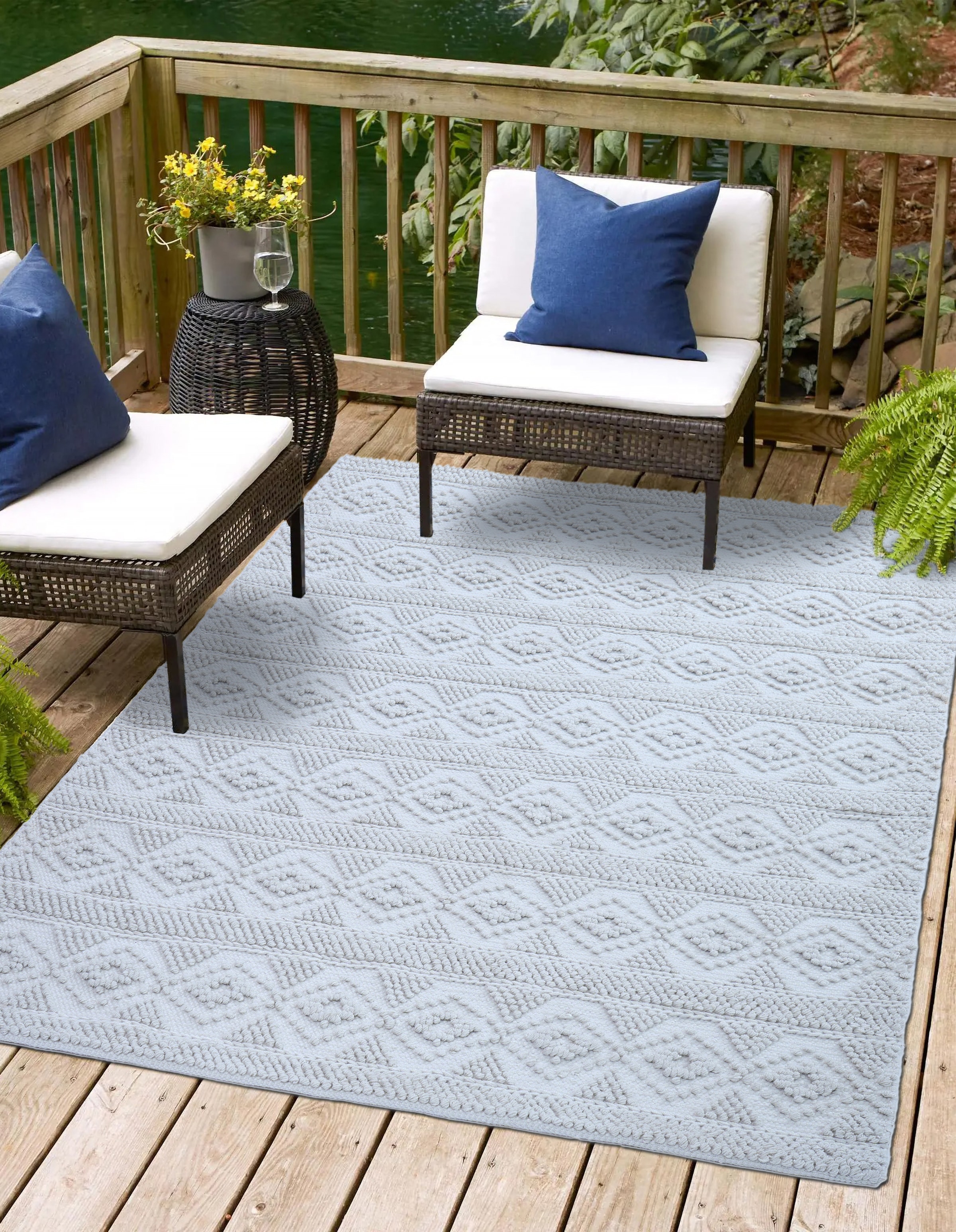 my home Outdoorteppich »Tornio, in Woll-Optik auch für Balkon und Terrasse, Boho« rechteckig 10 mm Höhe In- und Outdoor geeignet, wetterfest & UV-beständig, Hoch-Tief- Optik