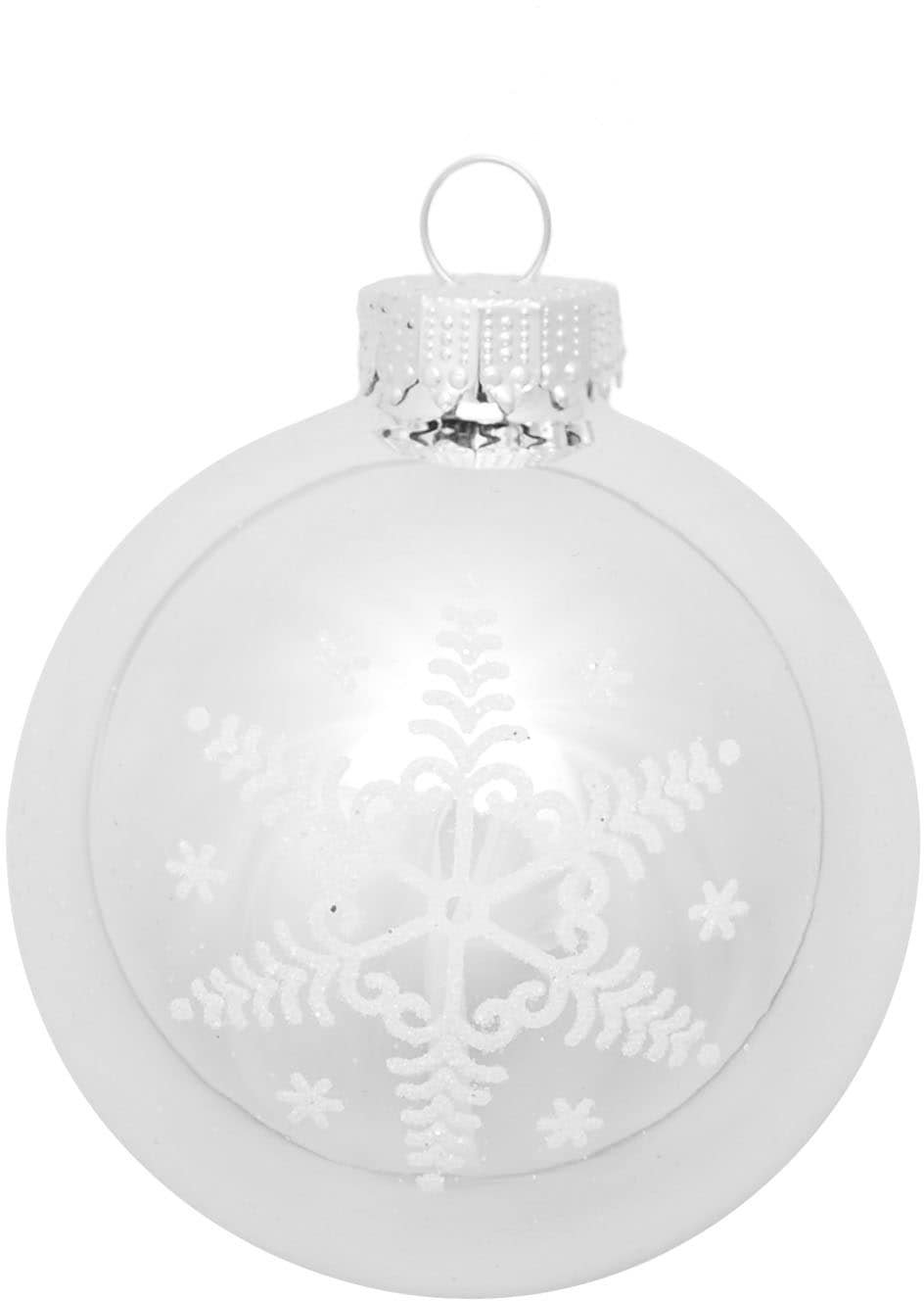 Krebs Glas Lauscha Weihnachtsbaumkugel »Schneeflocke silberfarben«, (Set, 16 St.), Weihnachtsdeko, Christbaumschmuck, Christbaumkugeln aus Glas