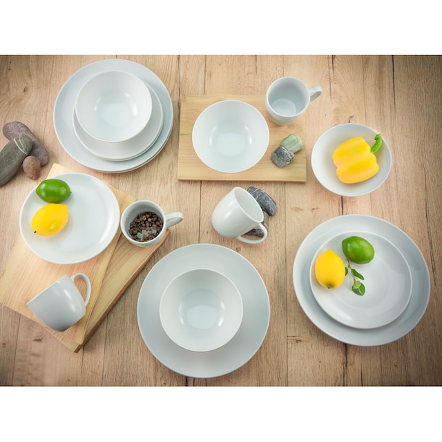 CreaTable Kombiservice »Geschirr-Set Bistrot«, (Set, 16 tlg., Kaffeeservice  und Tafelservice im Set, für 4 Personen), Service, weiß, Profi-Qualität,  funktionell, 16 Teile, für 4 Personen mit 3 Jahren XXL Garantie