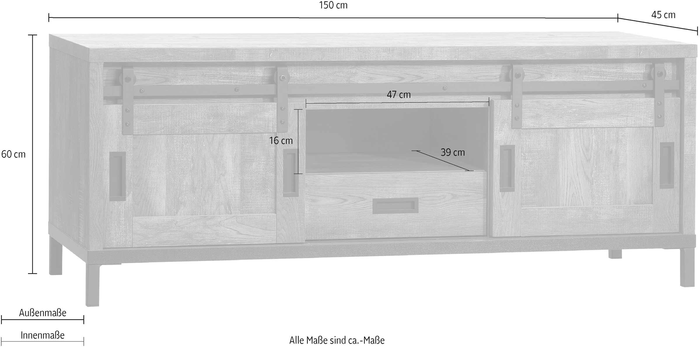 OMG Design TV-Schrank »Stanley Lowboard«, mit Schiebetür, Breite 120 cm, in zwei Breiten