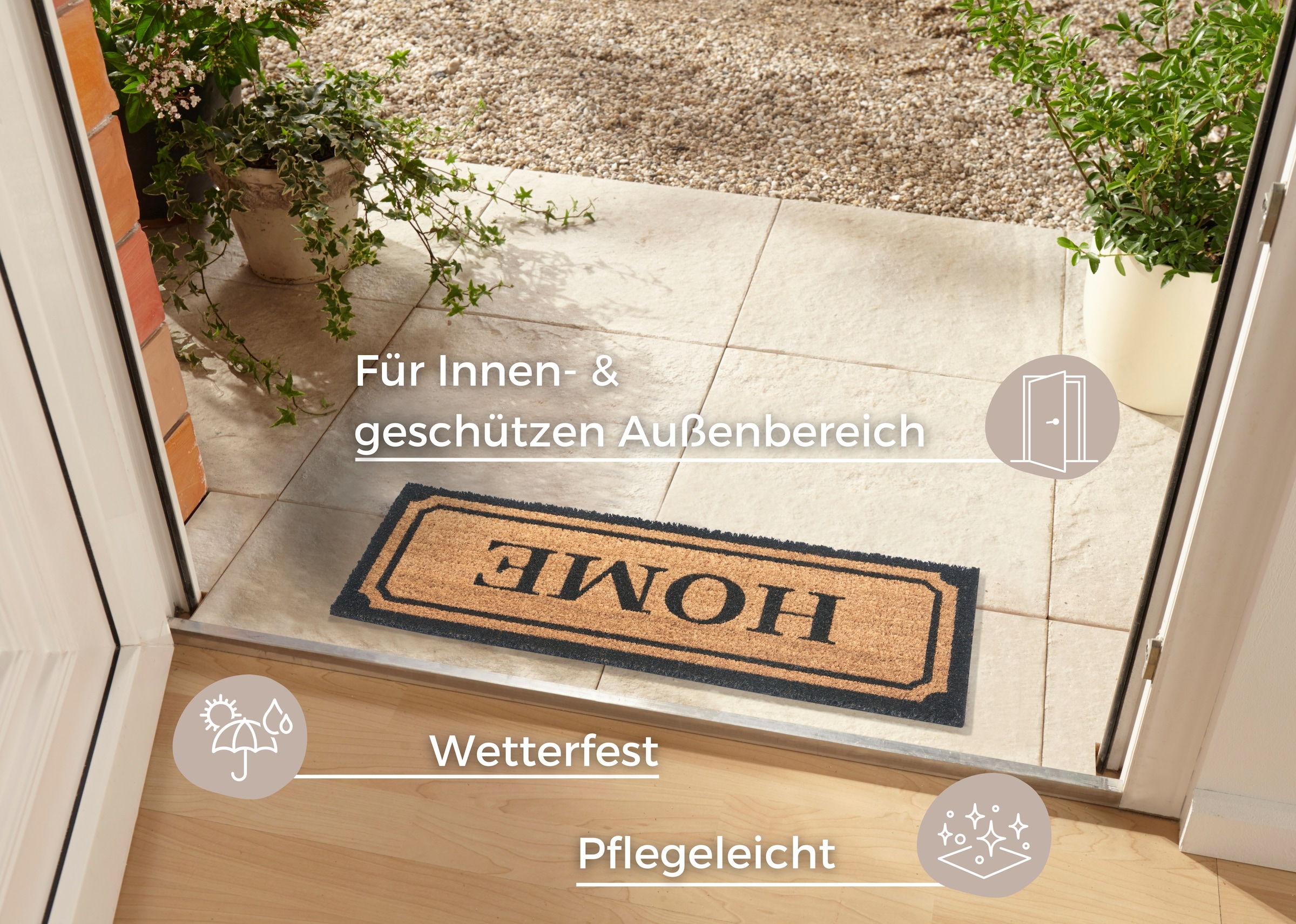 HANSE Home Fußmatte »Mix Mats  Kokos Wide Home Border, Türmatte« rechteckig 15 mm Höhe Kokos, Schmutzfangmatte, Outdoor, Rutschfest, Innen, Kokosmatte, Flur