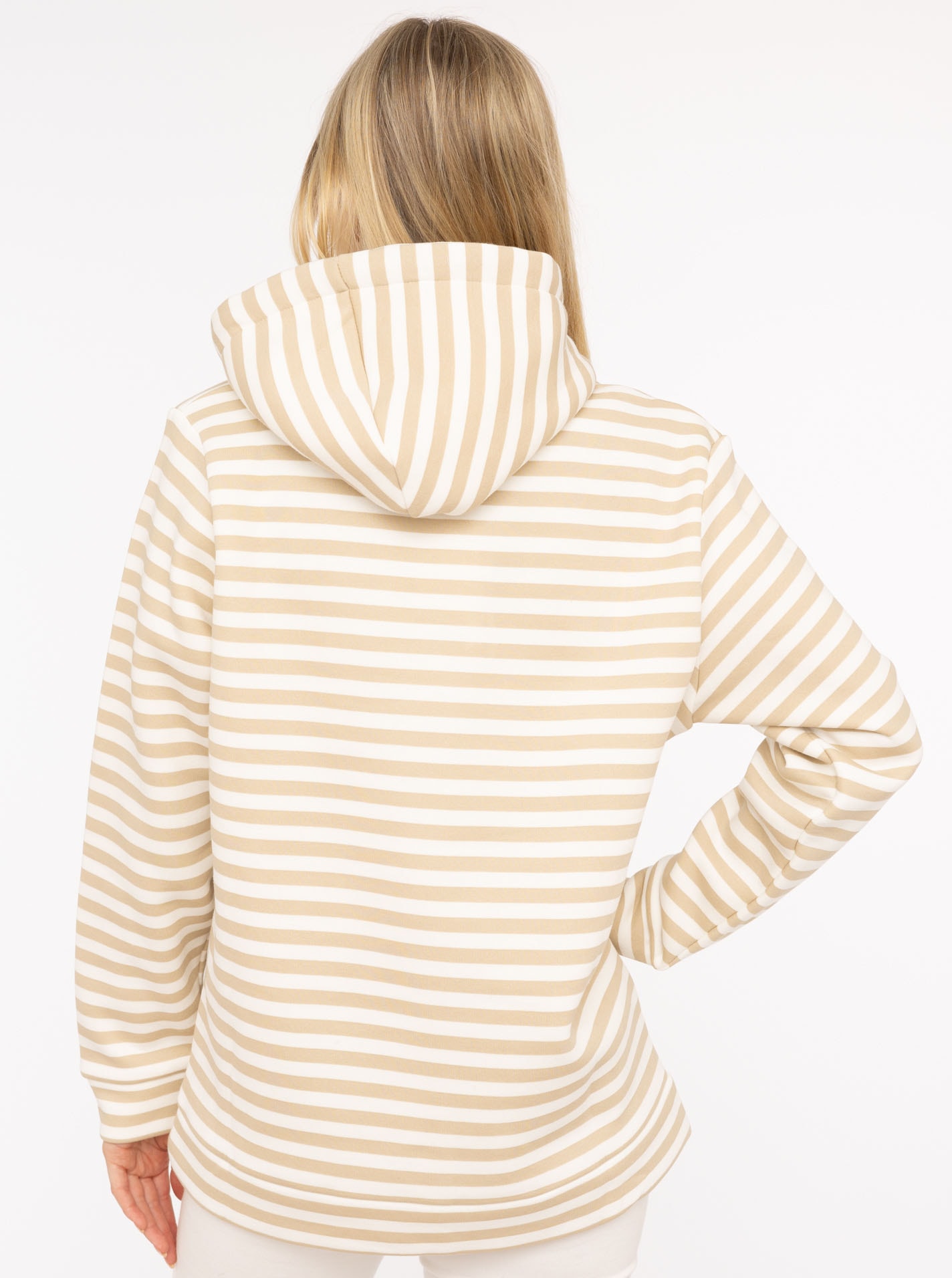 Zwillingsherz Kapuzensweatshirt »"Streifen Smile"«, gestreift, große "SMILE"- Stickerei, Kängurutasche