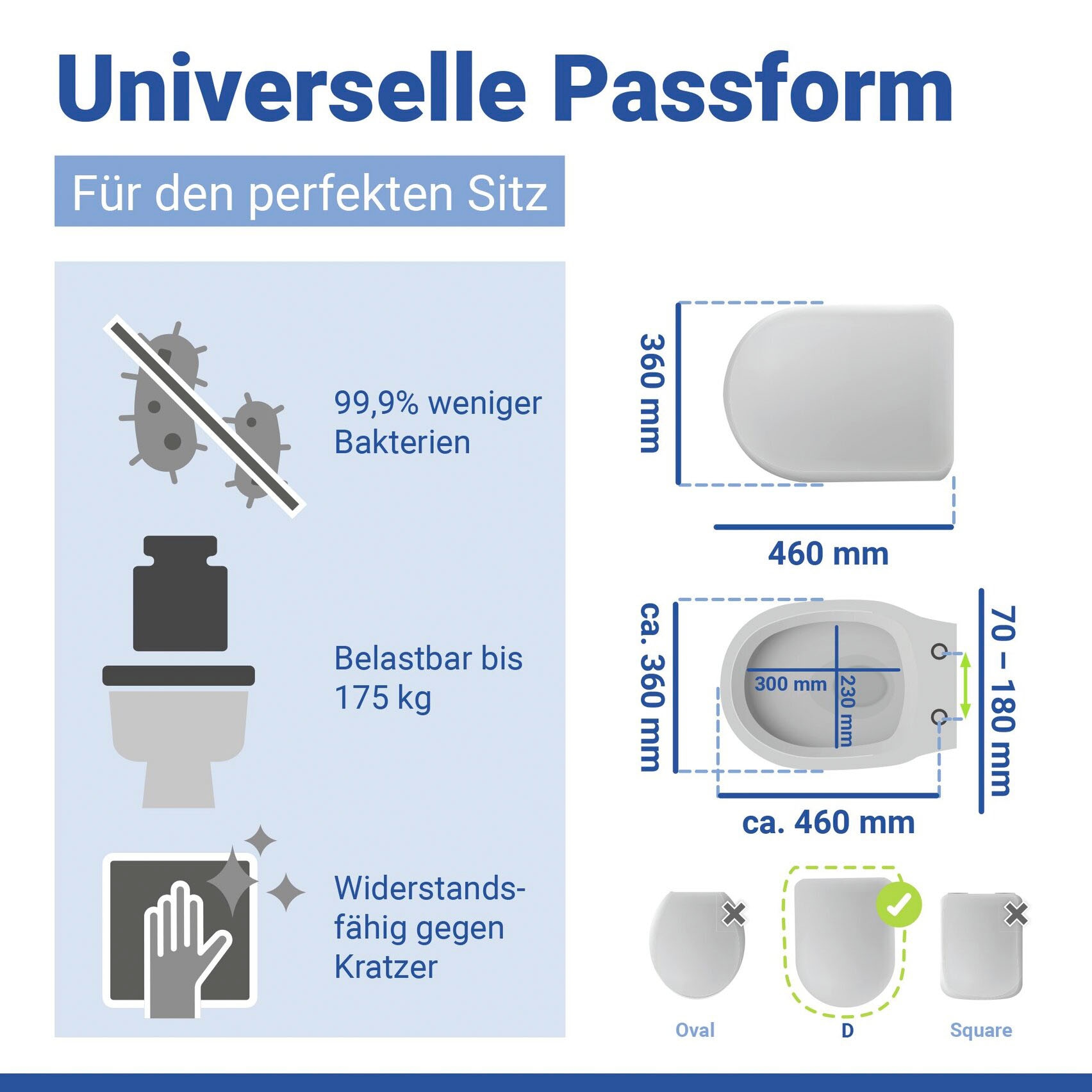 WENKO WC-Sitz »Modell Galati« Toilettensitz aus Duroplast, ultraflach, D-Form, mit Absenkautomatik