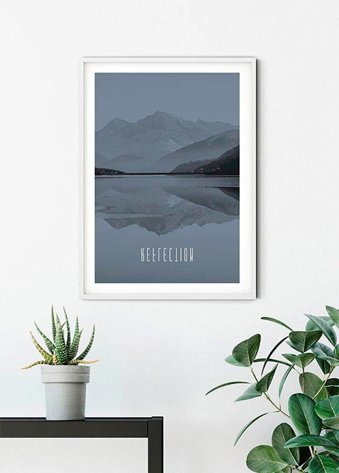 Komar Poster »Word Lake Reflection Steel«, Natur, (1 St.), Kinderzimmer, Schlafzimmer, Wohnzimmer