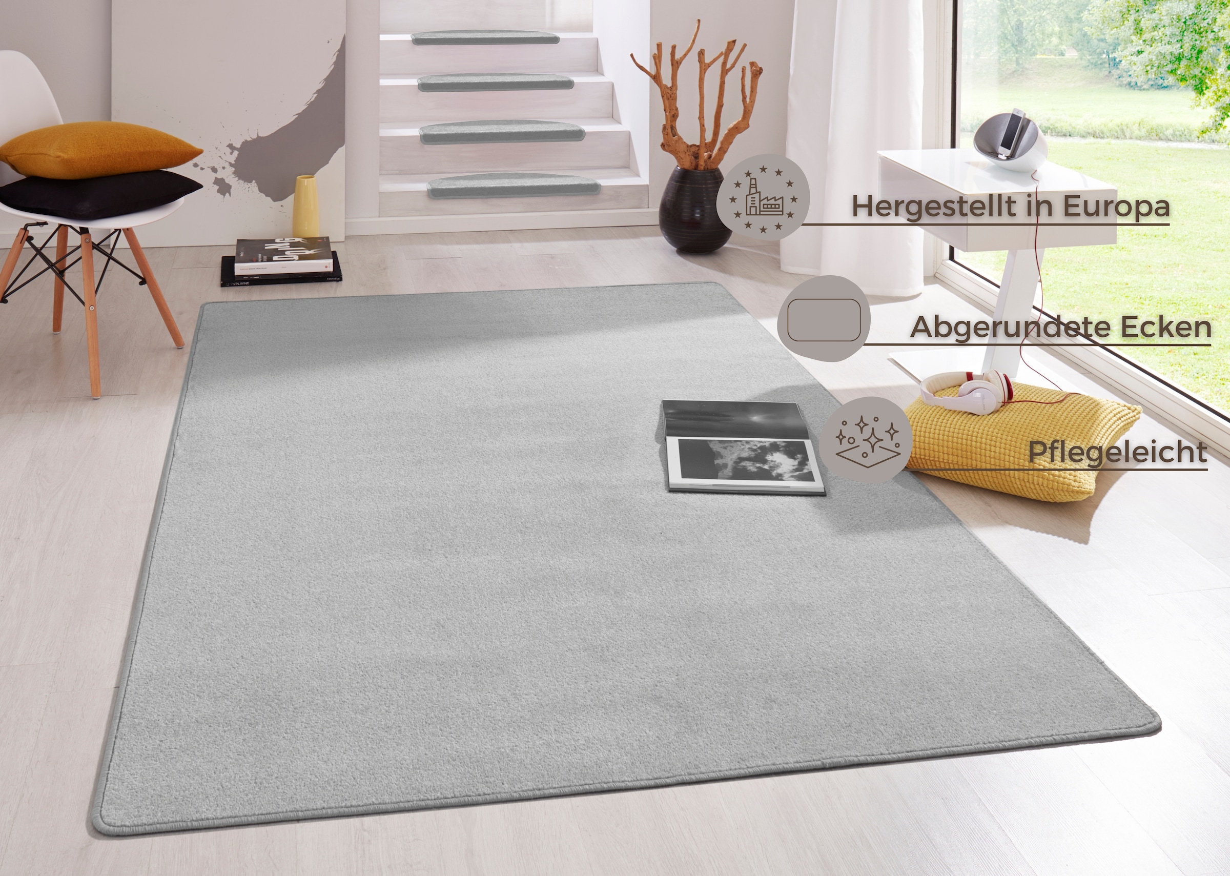 HANSE Home Teppich »Fancy«, rechteckig, 7 mm Höhe, Kurzflor, Läufer, uni, gekettelt, Wohnzimmer, Schlafzimmer, Esszimmer