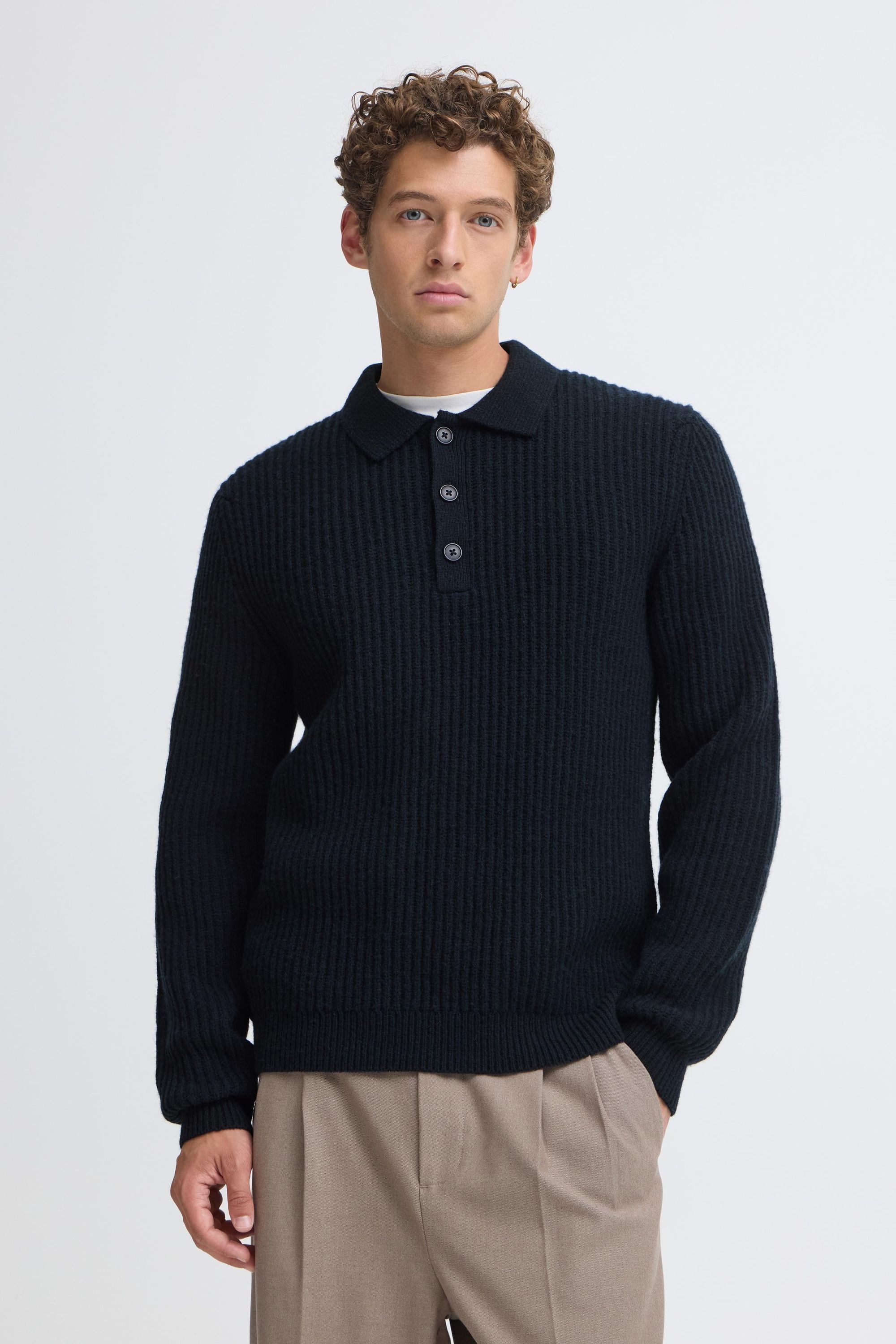 Casual Friday Strickfleece-Pullover »Strickpullover CFAlbret Polo Knit«