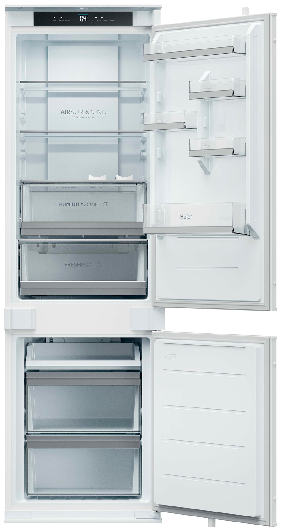 Haier Einbaukühlgefrierkombination ID Titanium 2 »HBQW5518E« 177,2 cm hoch 54 cm breit Humidity Zone: Obst, Gemüse und Salat 2x länger frisch halten