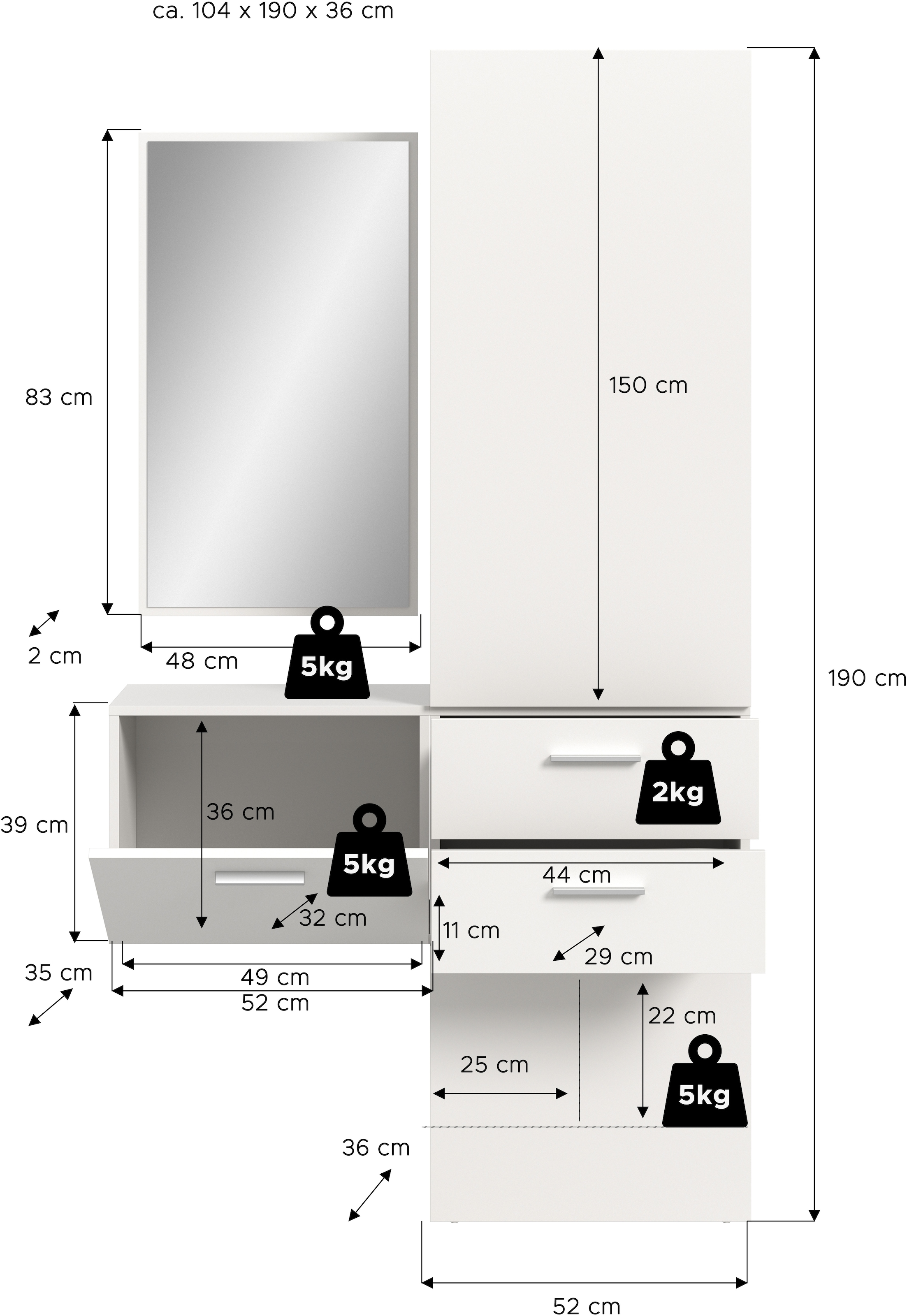 Home affaire Garderoben-Set Set, 3 Stk. tlg.