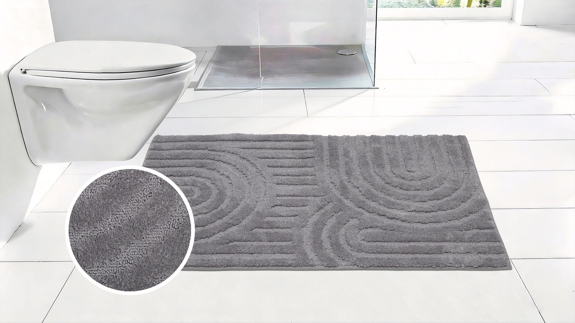 OTTO home »Zen, Badvorleger, Badezimmer Teppich, Duschvorleger« Höhe 10 mm rutschhemmend beschichtet fußbodenheizungsgeeignet | schnell trocknend Uni Farben, Hoch-Tief-Effekt, modernes Muster, Zen