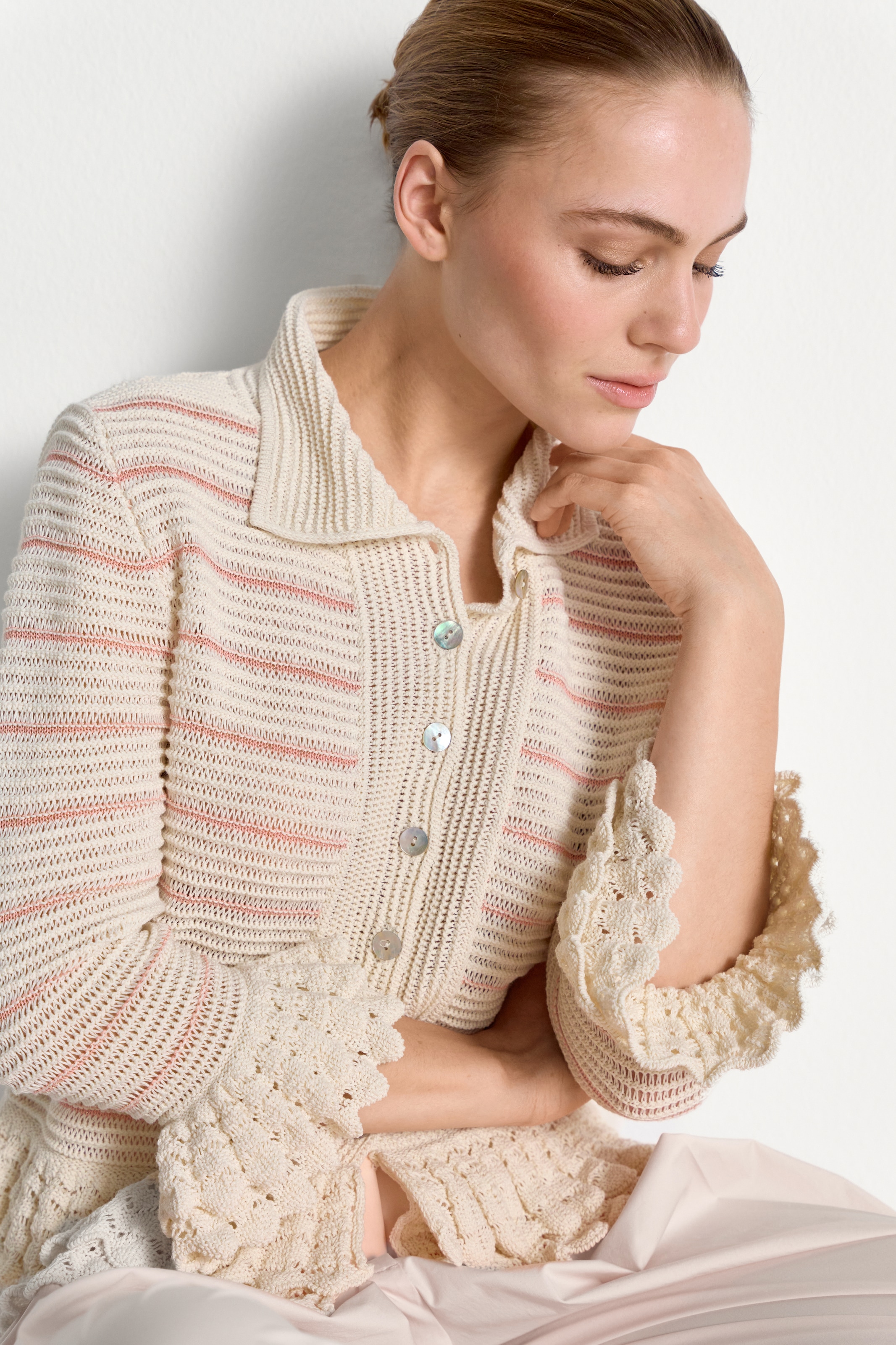 RICHROYAL Strickjacke Regular fit mit Spitzendetails