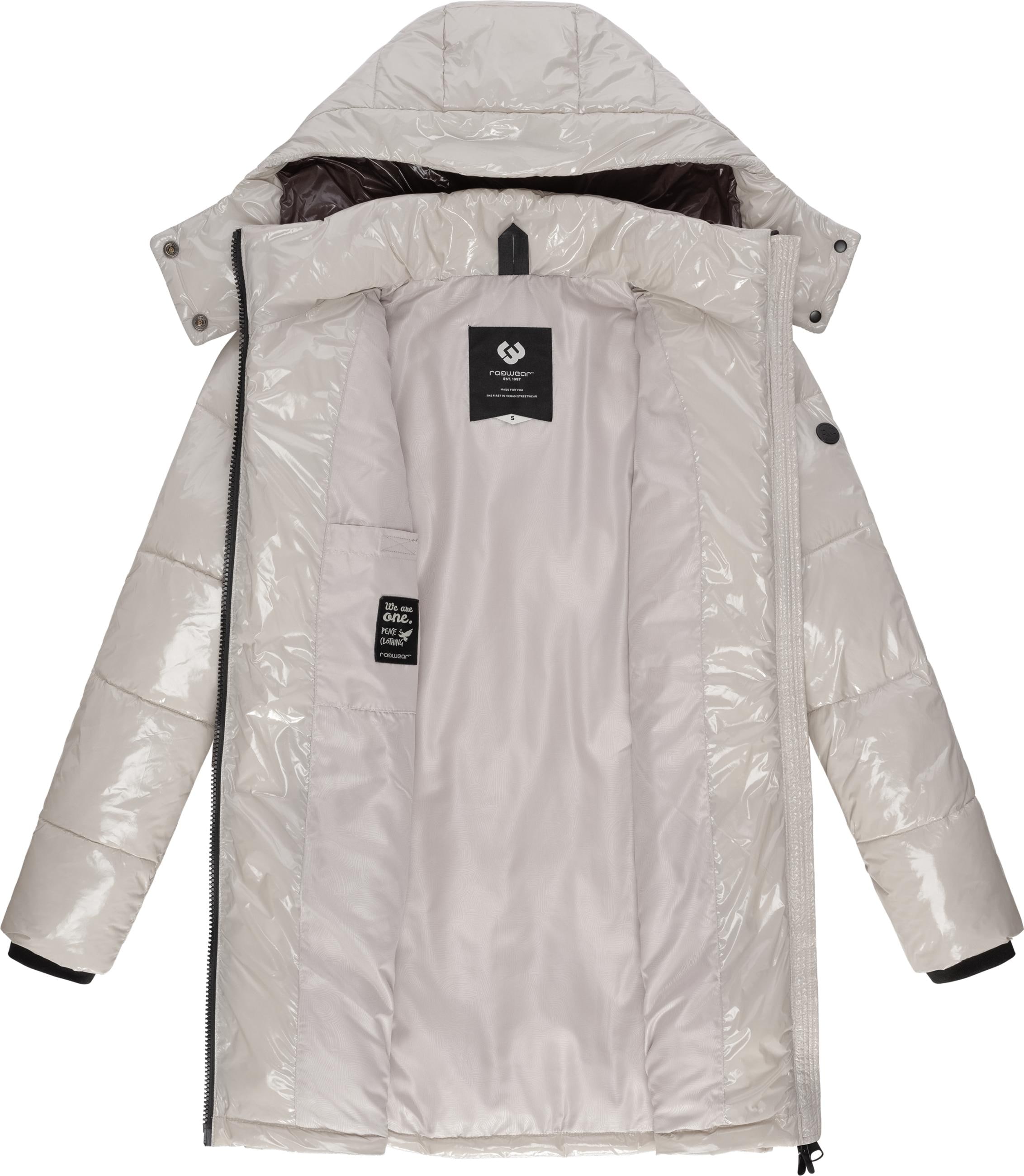 Ragwear Wintermantel »Wintermantel Roobie Long«, super stylischer, gänzender Damen Steppmantel